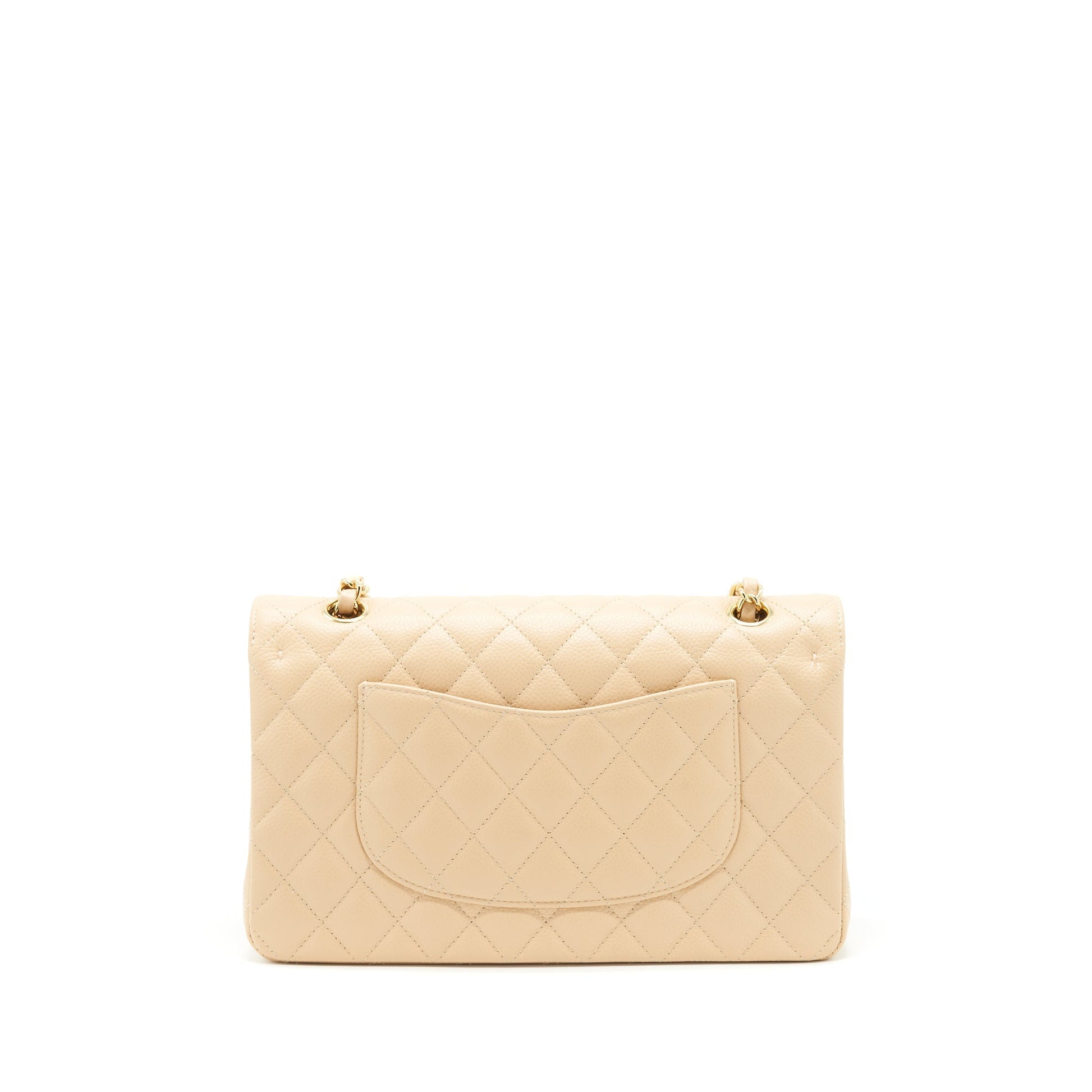 Chanel Classic Double Flap Caviar GHW Beige Shoulder Bag