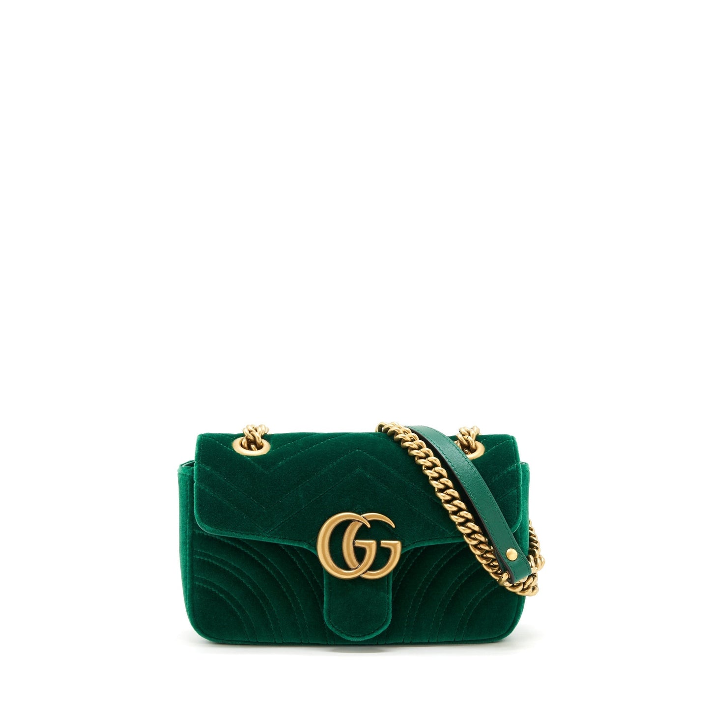 Gucci Marmont Bag Velvet Green Mini Travel Bag Green Ghw