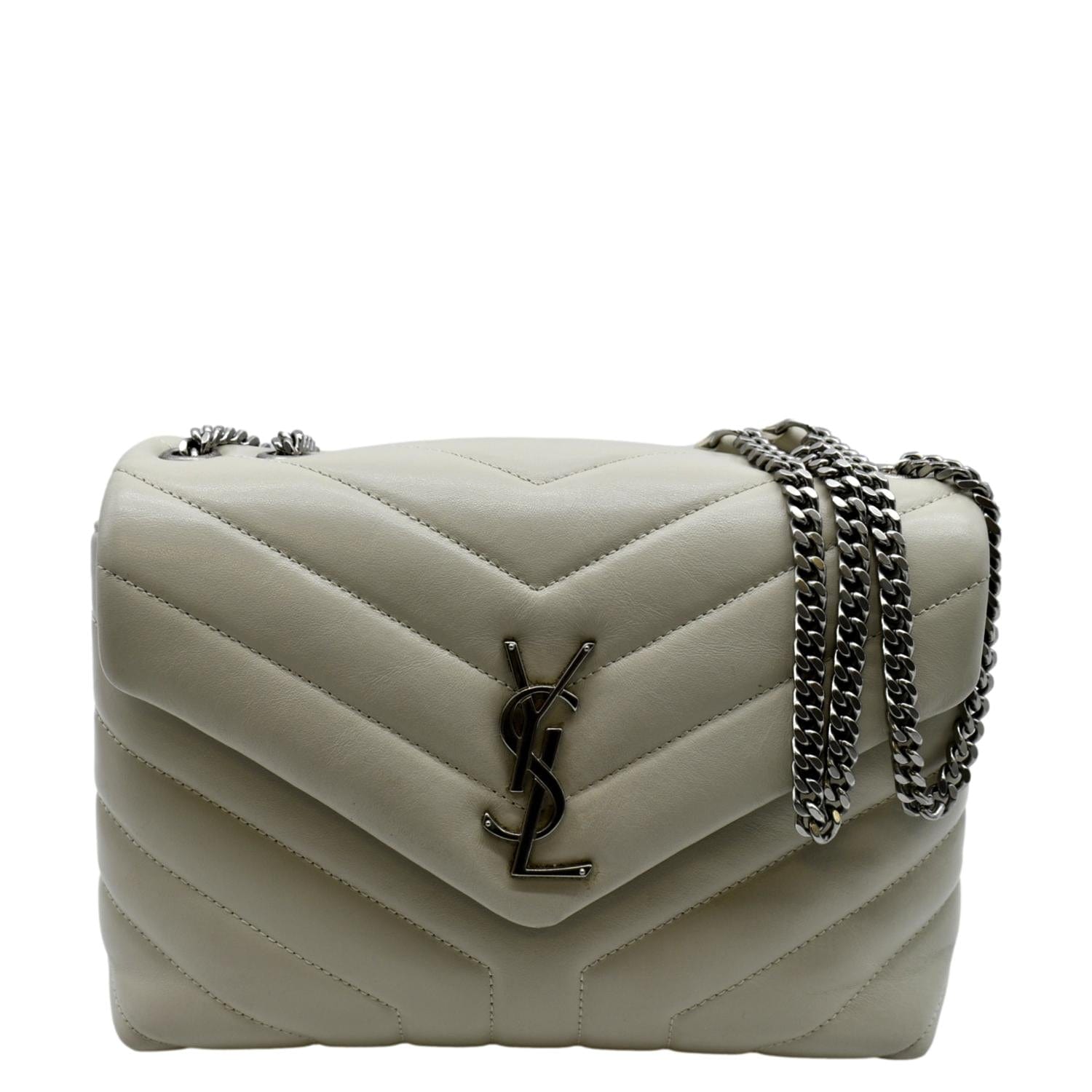 YSL Saint Laurent Saint Loulou Toy Crossbody Bag Ivory Leather Quilted