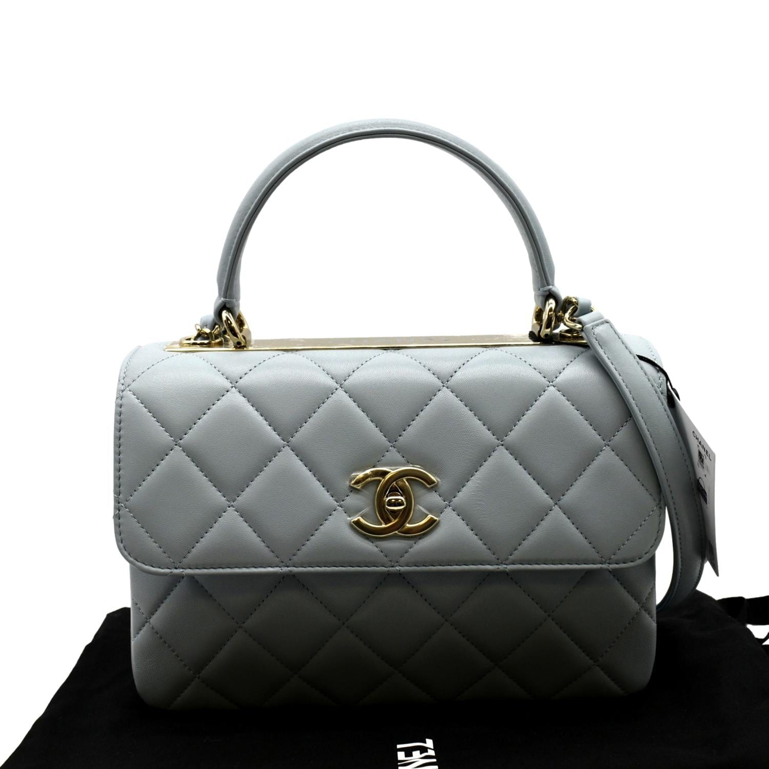 Chanel Trendy CC Top Handle Flap Leather Blue Travel Bag