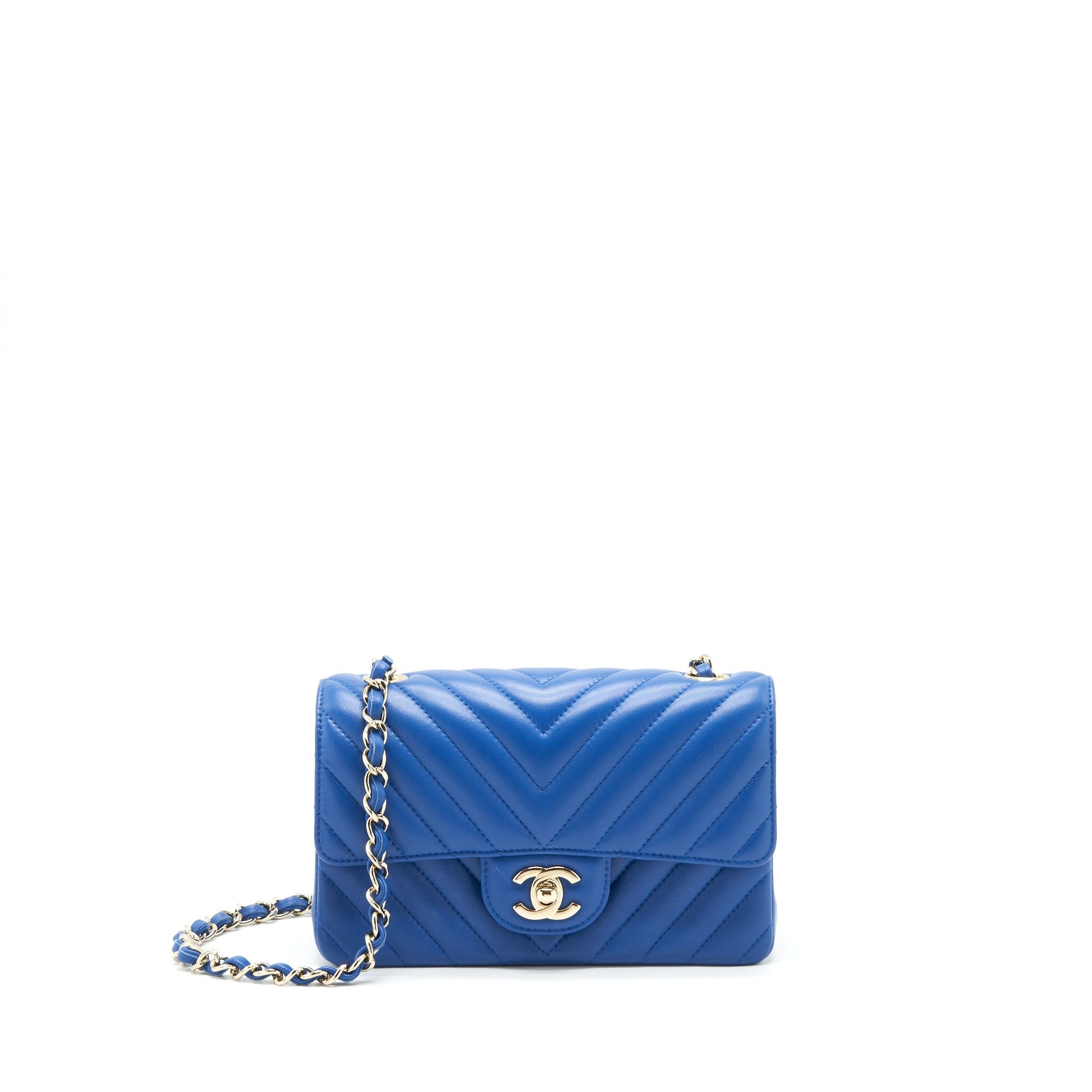 Chanel Rectangular Flap Chevron Lambskin LGHW Blue Shoulder Bag Lghw 1