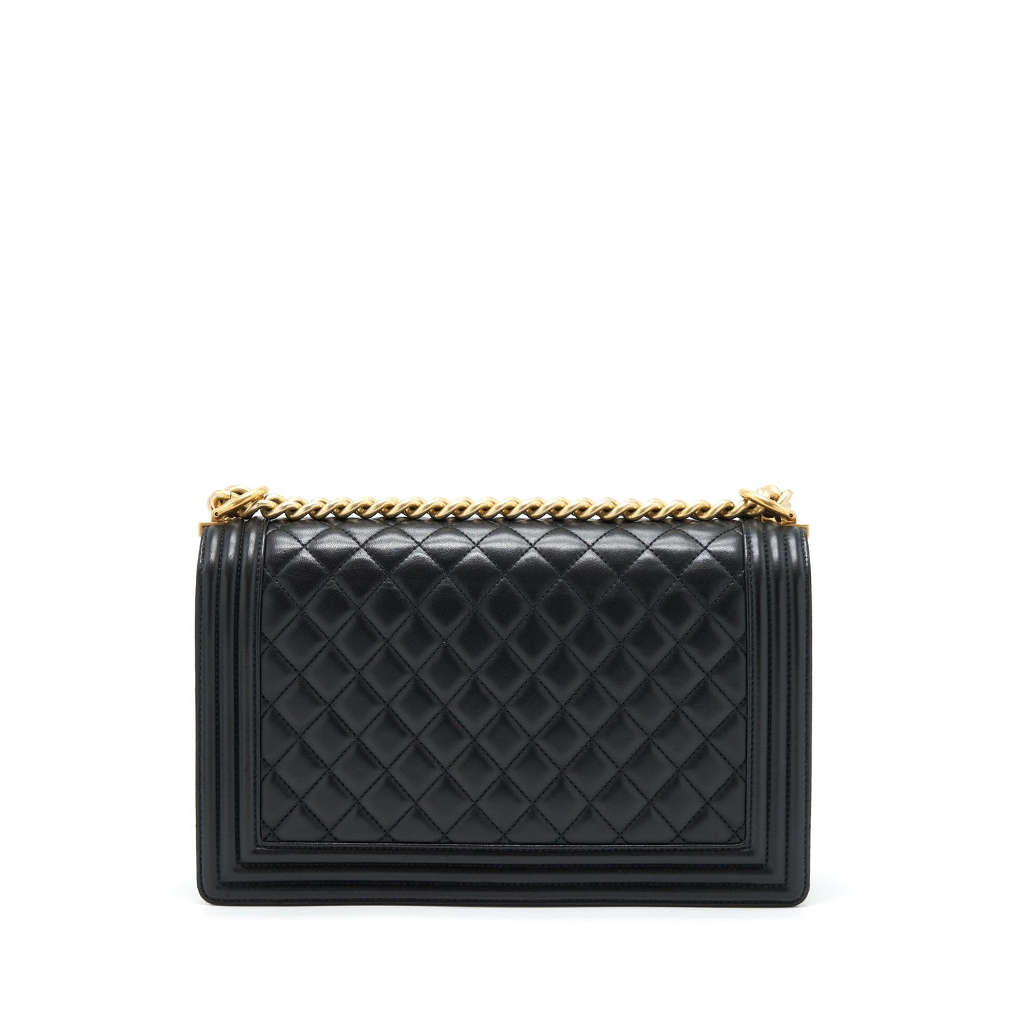 Chanel Boy New 28cm Lambskin Ruthenium GHW Black Handbag