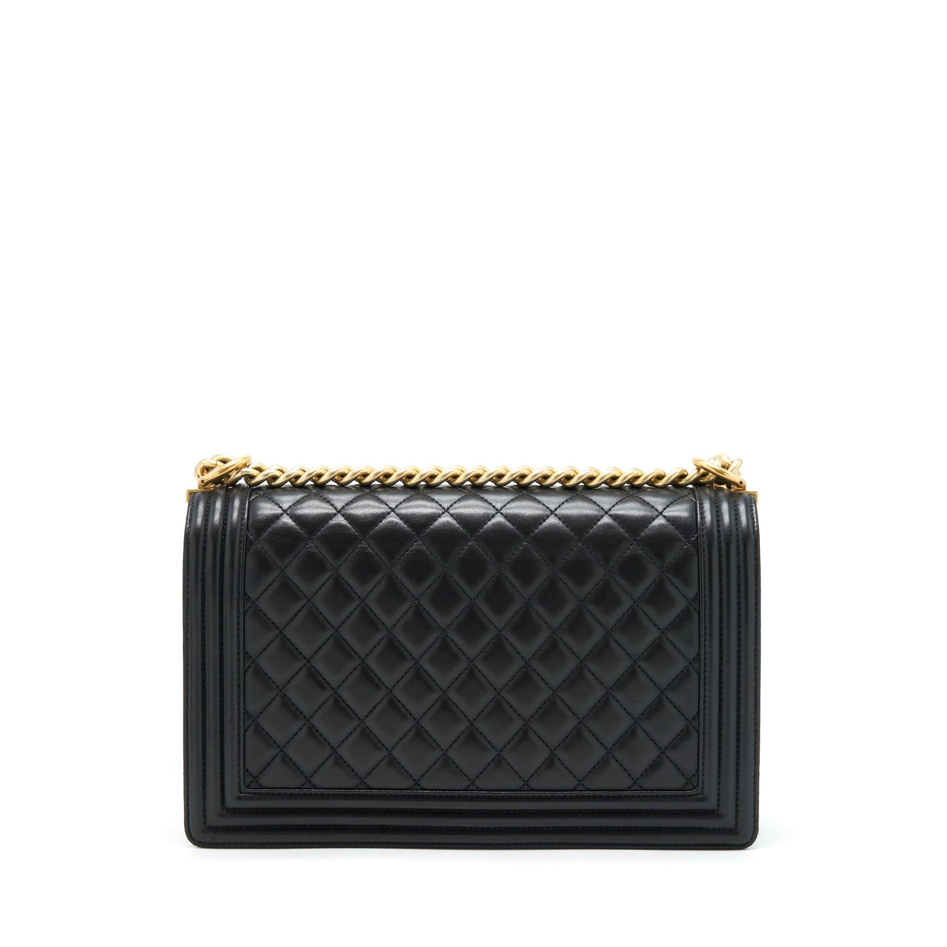 Chanel Boy New 28cm Lambskin Ruthenium GHW Black Handbag
