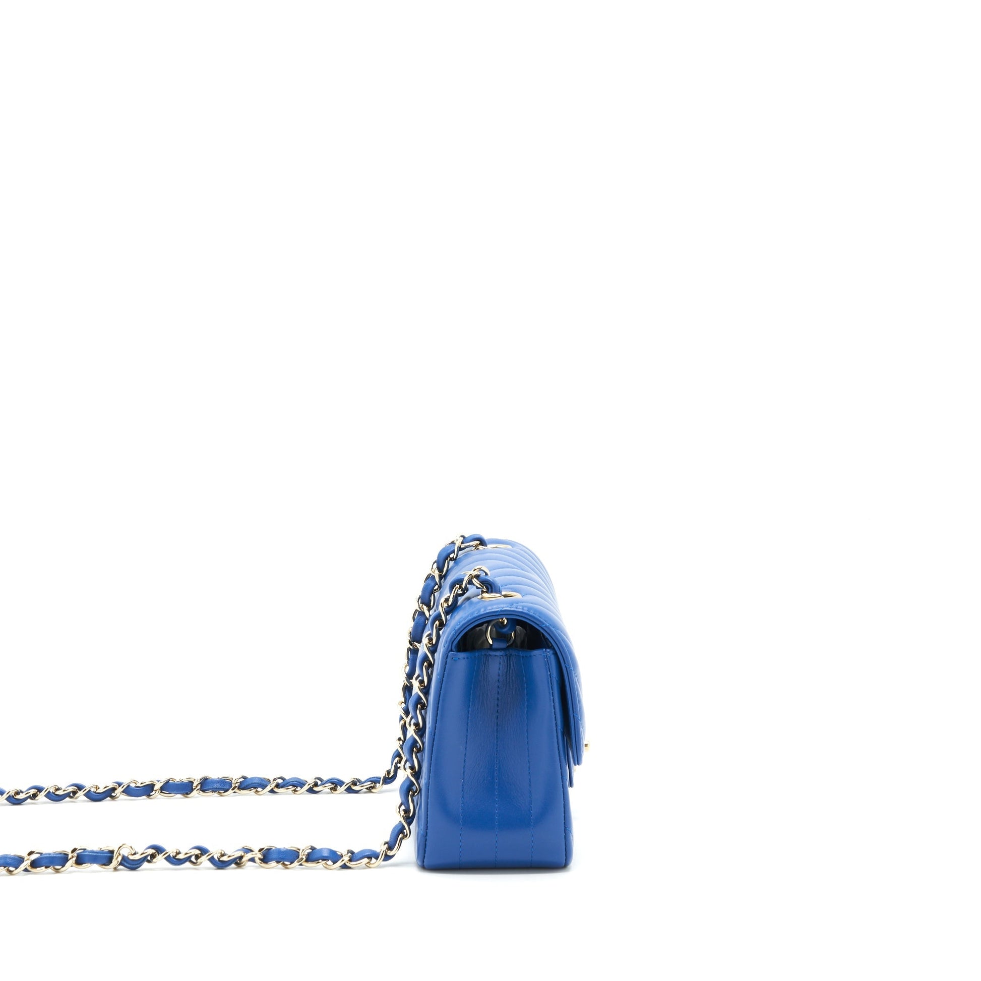 Chanel Rectangular Flap Chevron Lambskin LGHW Blue Shoulder Bag Lghw 1