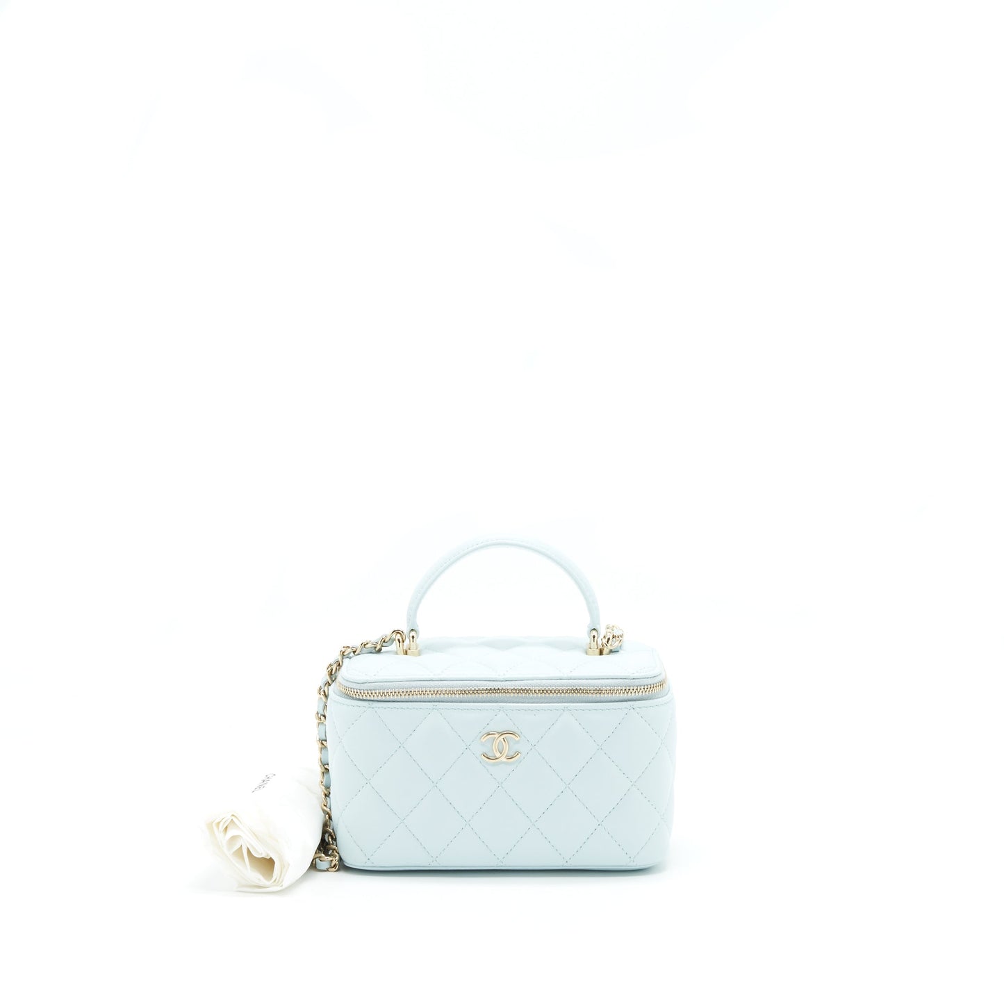 Chanel 21K Rectangular Top handle Vanity Baby Blue Handbag