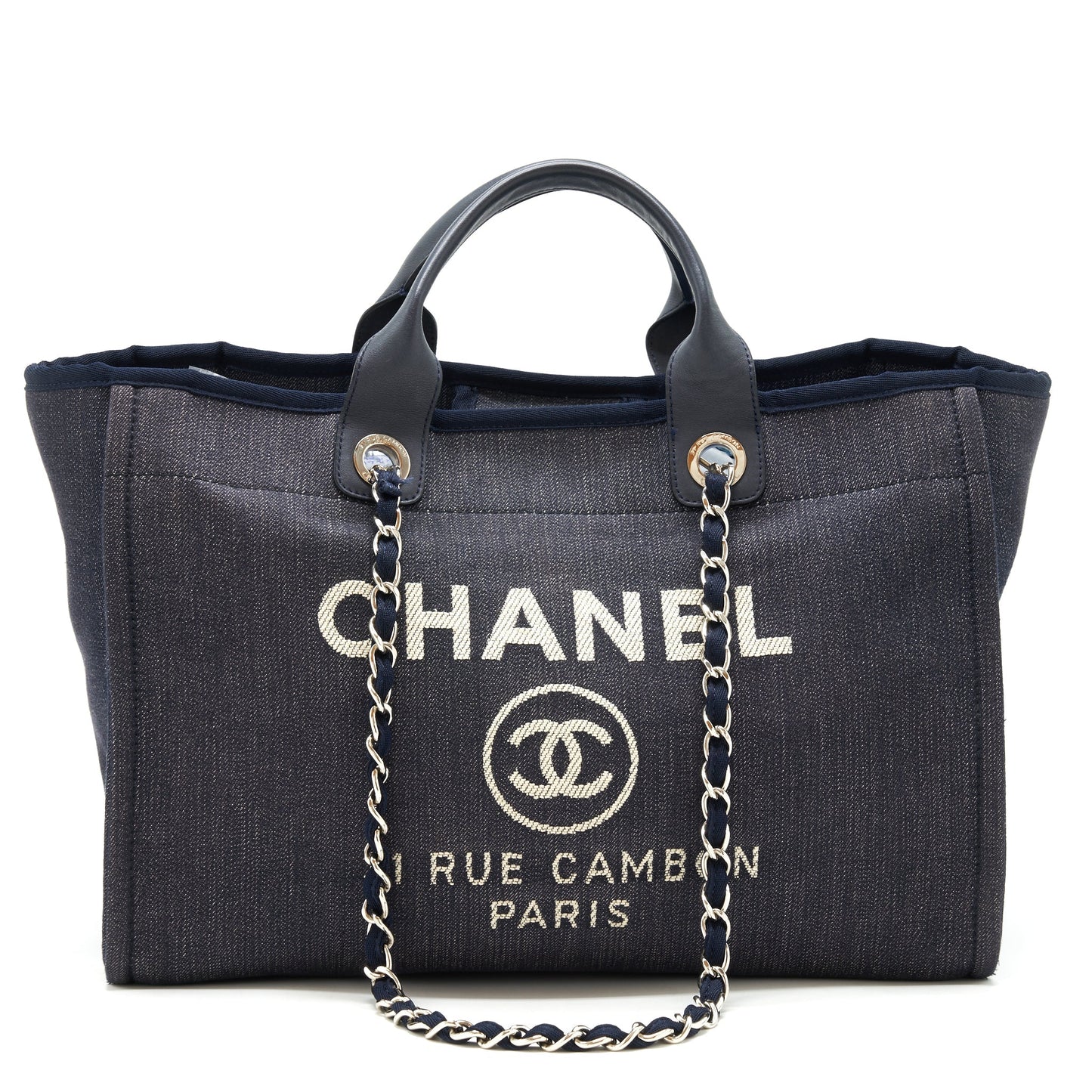 Chanel deauville Denim Navy SHW Tote Bag