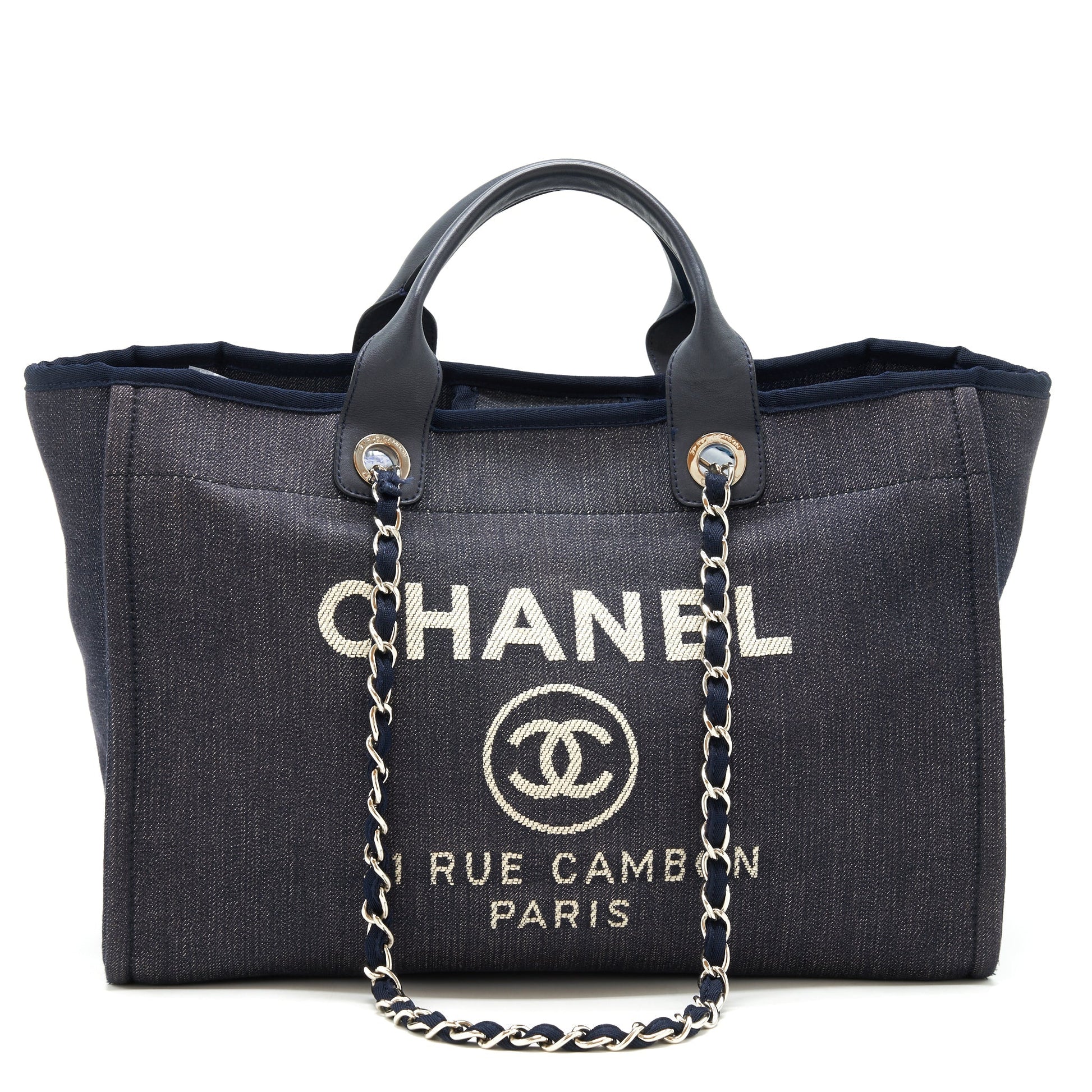 Chanel deauville Denim Navy SHW Tote Bag