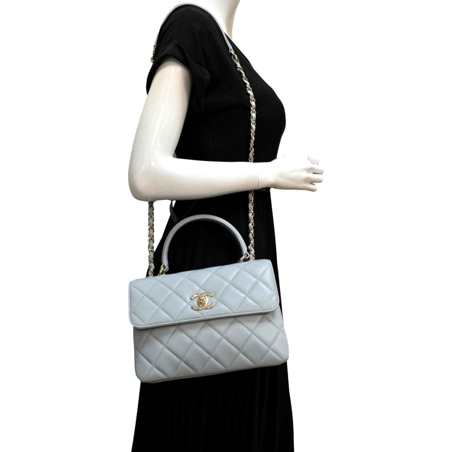 Chanel Trendy CC Top Handle Flap Leather Blue Travel Bag