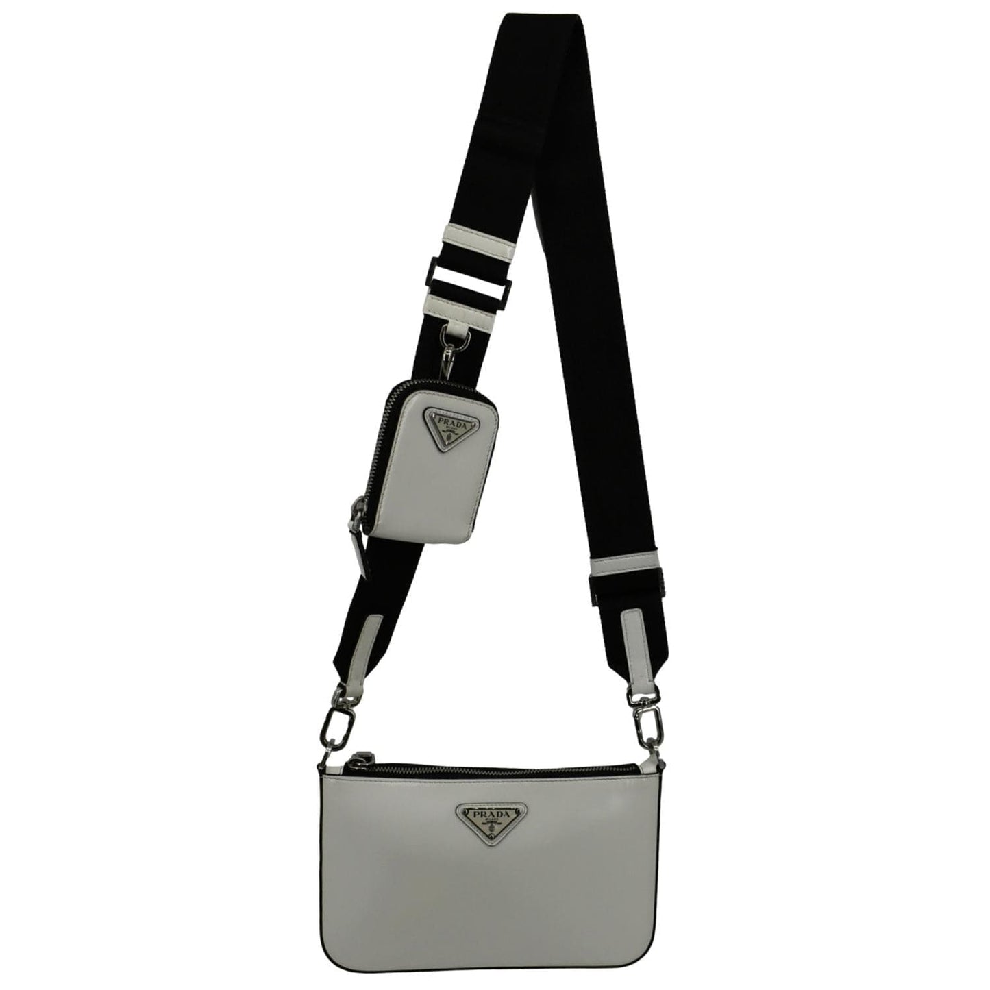 Prada Brushed Shoulder Bag Leather White
