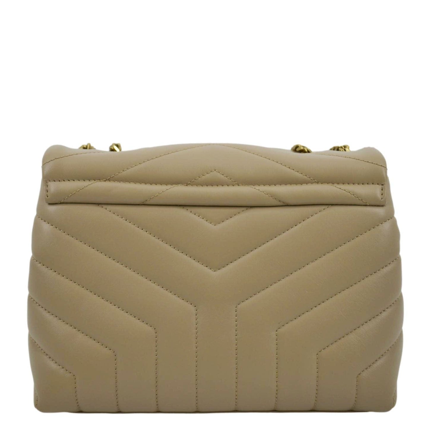 YSL Saint Laurent Yves Loulou Crossbody Bag Dark Leather Quilted Beige