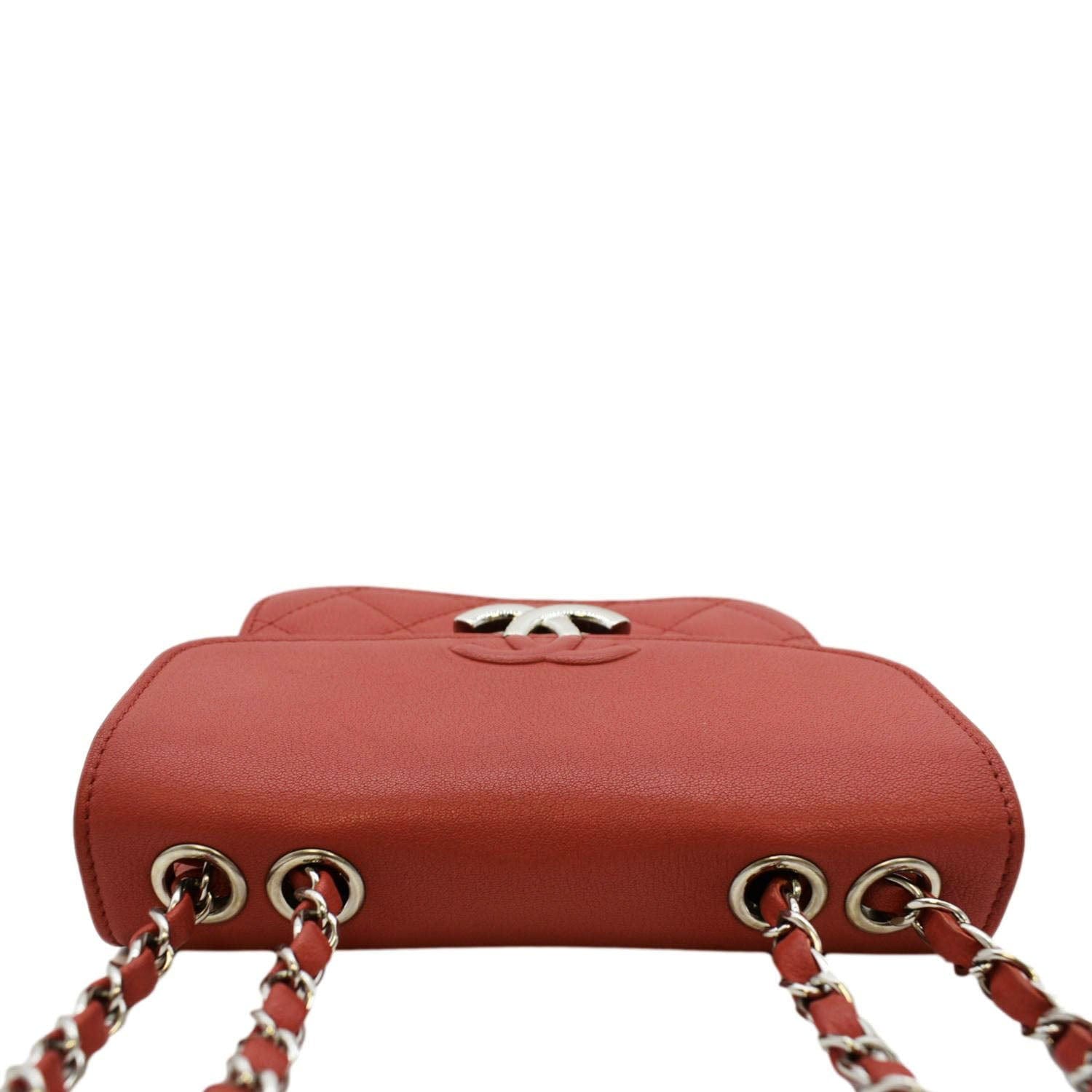Chanel CC Box Flap Quilted Leather Red Travel Bag