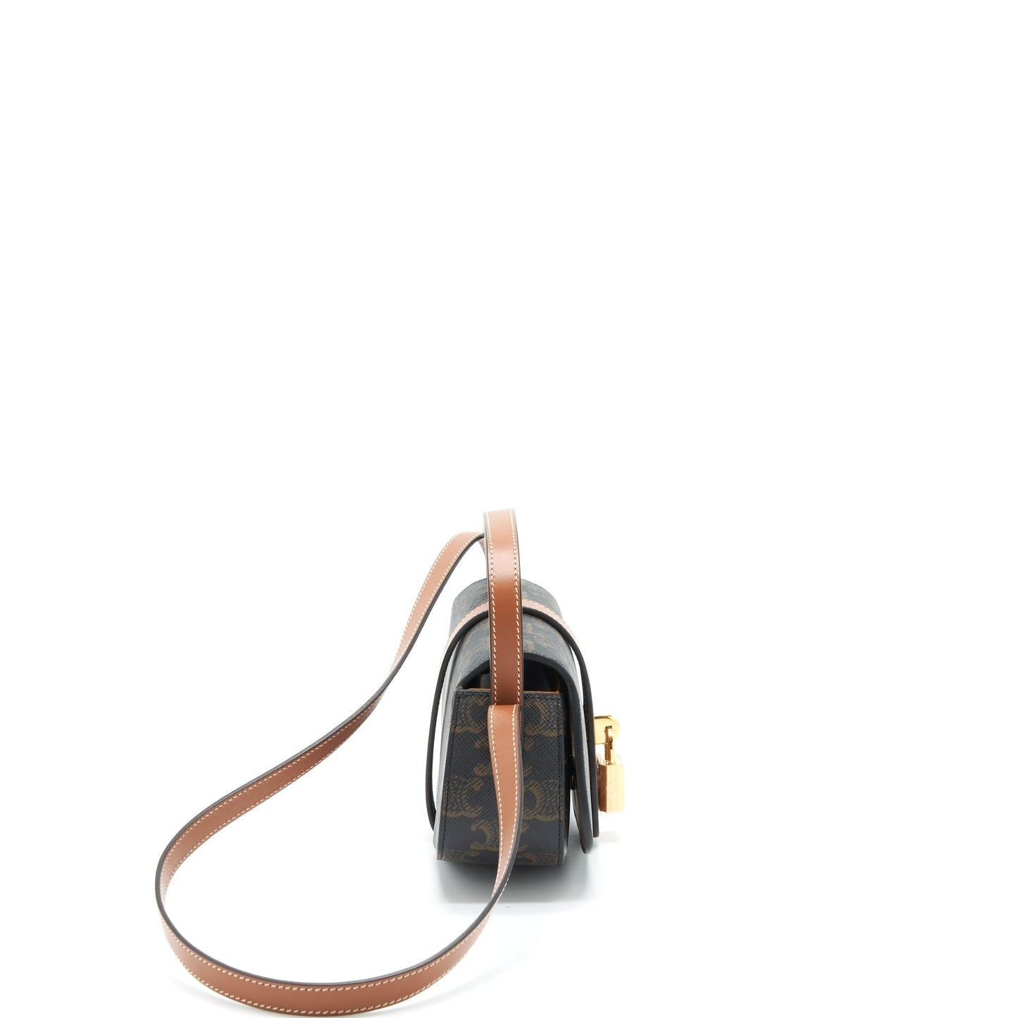 Celine Clutch On Strap In Triumphed Calfskin Handbag Canvas Tan Clutch Bag