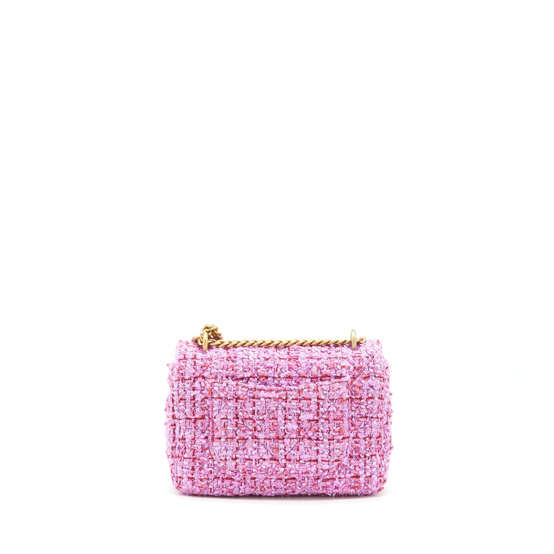 Chanel 22P Square Flap Tweed Hardware Pink Gold Shoulder Bag