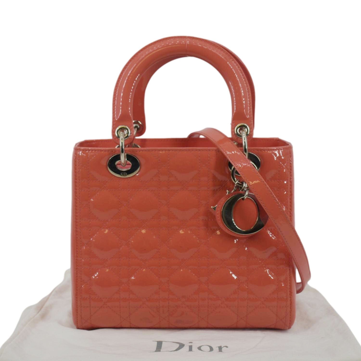 Dior Lady Shoulder Bag Leather Pink Medium