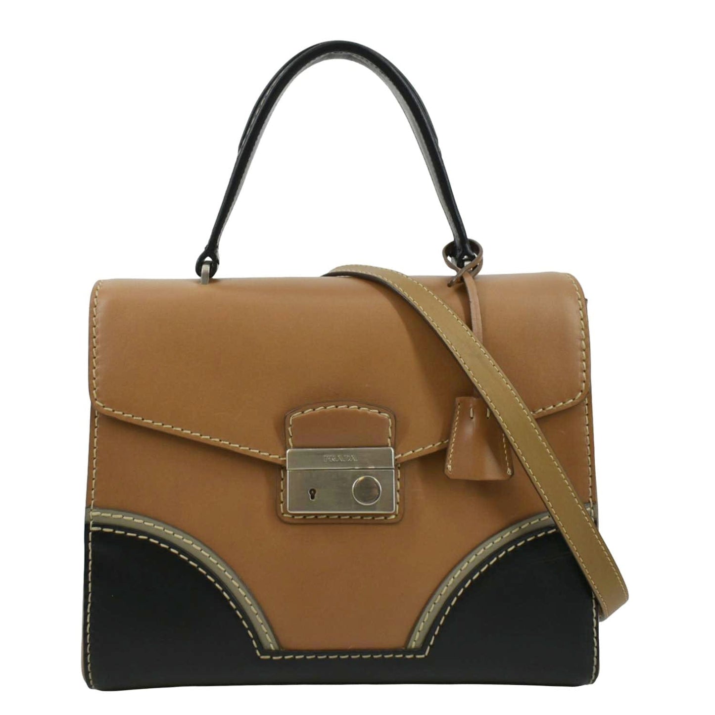 Vitello Sound Lock Shoulder Bag Leather Tan