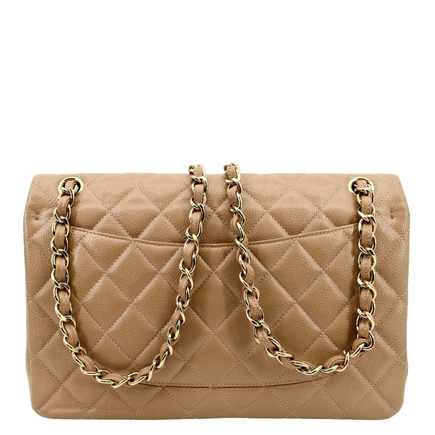 Chanel Classic Jumbo Double Flap Quilted Leather Beige Travel Bag