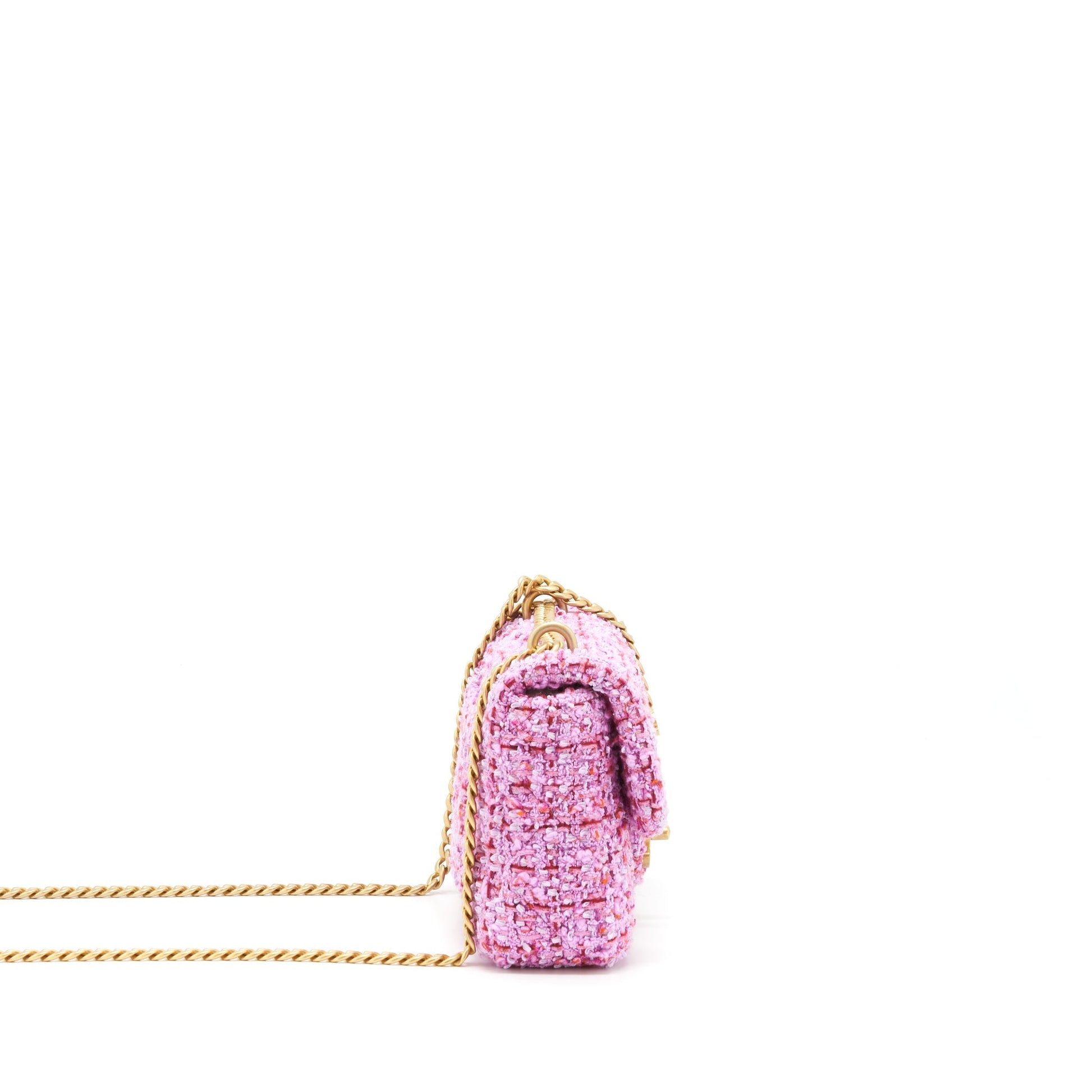 Chanel 22P Square Flap Tweed Hardware Pink Gold Shoulder Bag