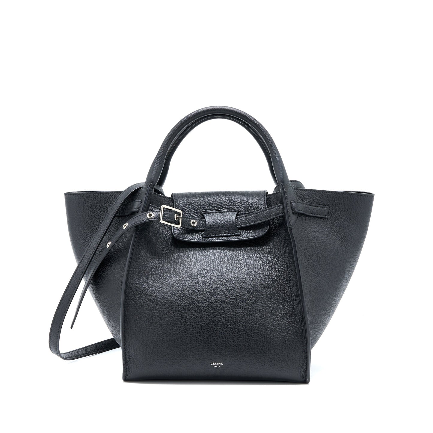 Celine Big Purse Handbag Leather Black Travel Bag