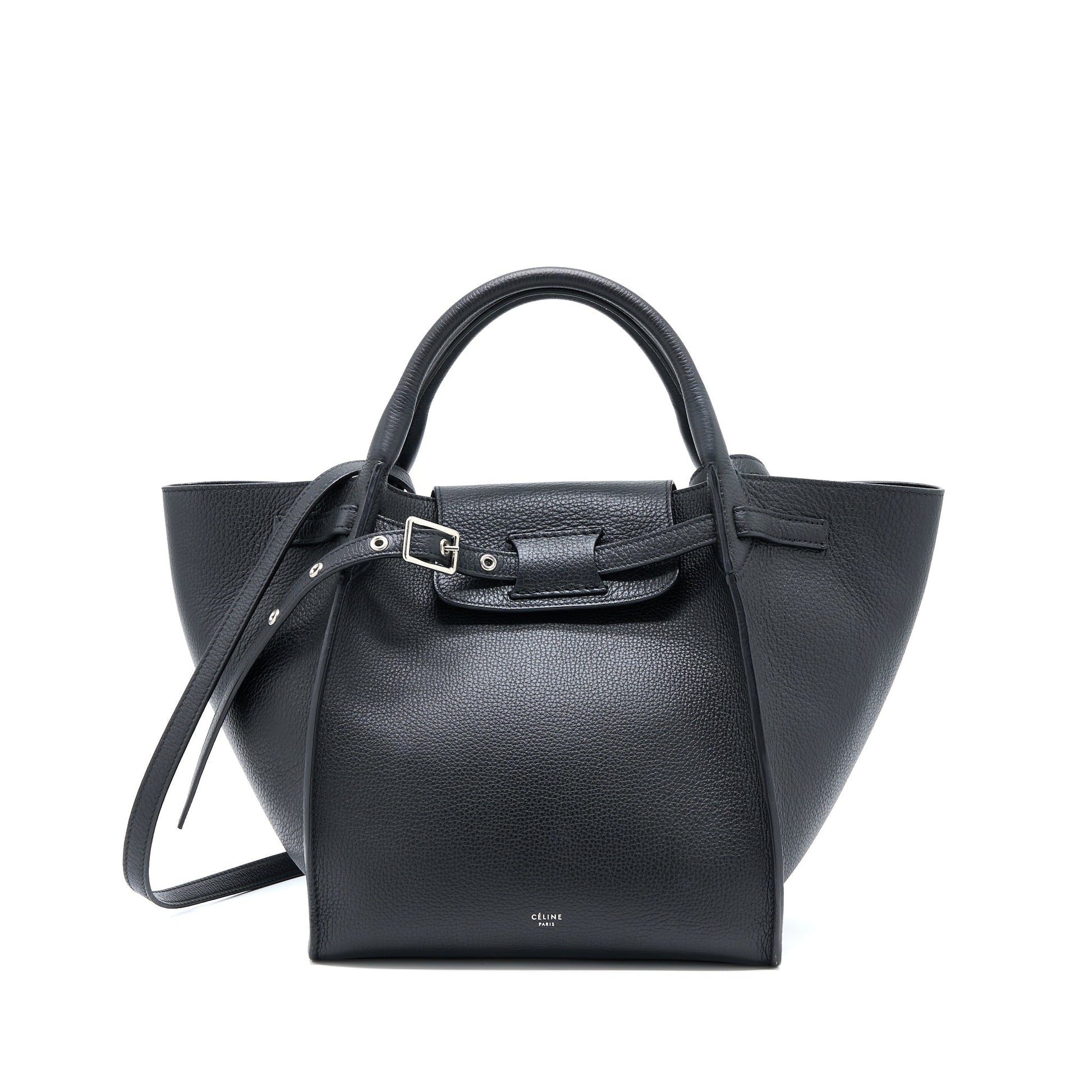 Celine Big Purse Handbag Leather Black Travel Bag