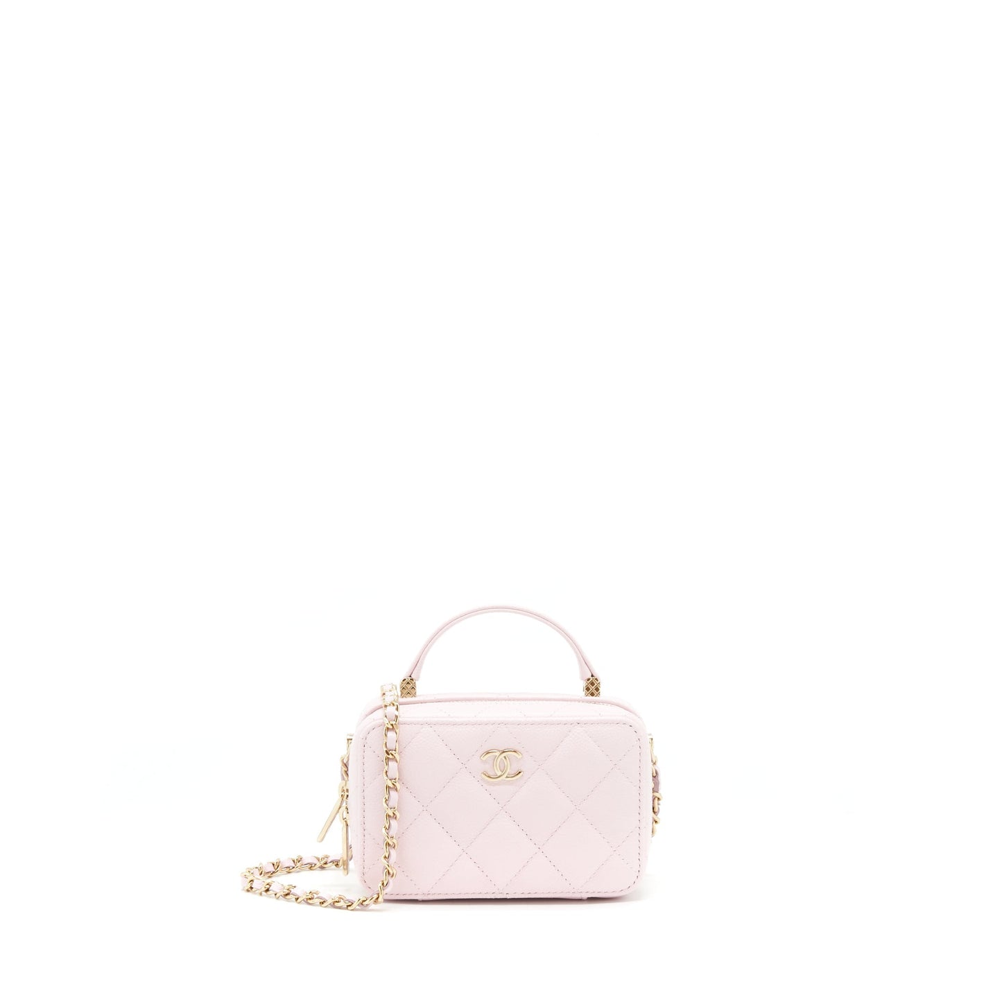 Chanel 22P Top Handle Vanity Caviar Light Pink Mini Bag