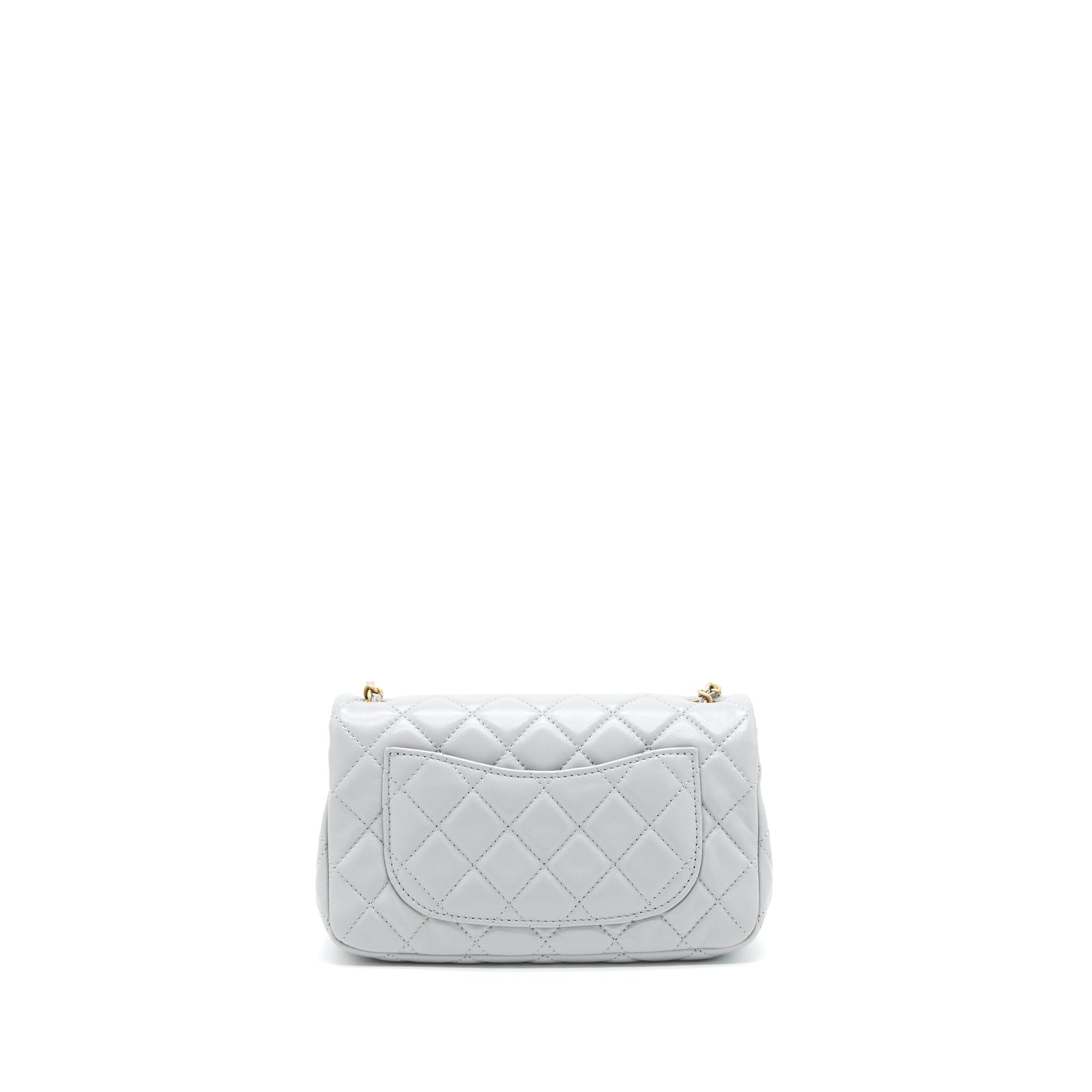 Chanel 21B pearl Crush Rectangular Flap GHW Grey Shoulder Bag