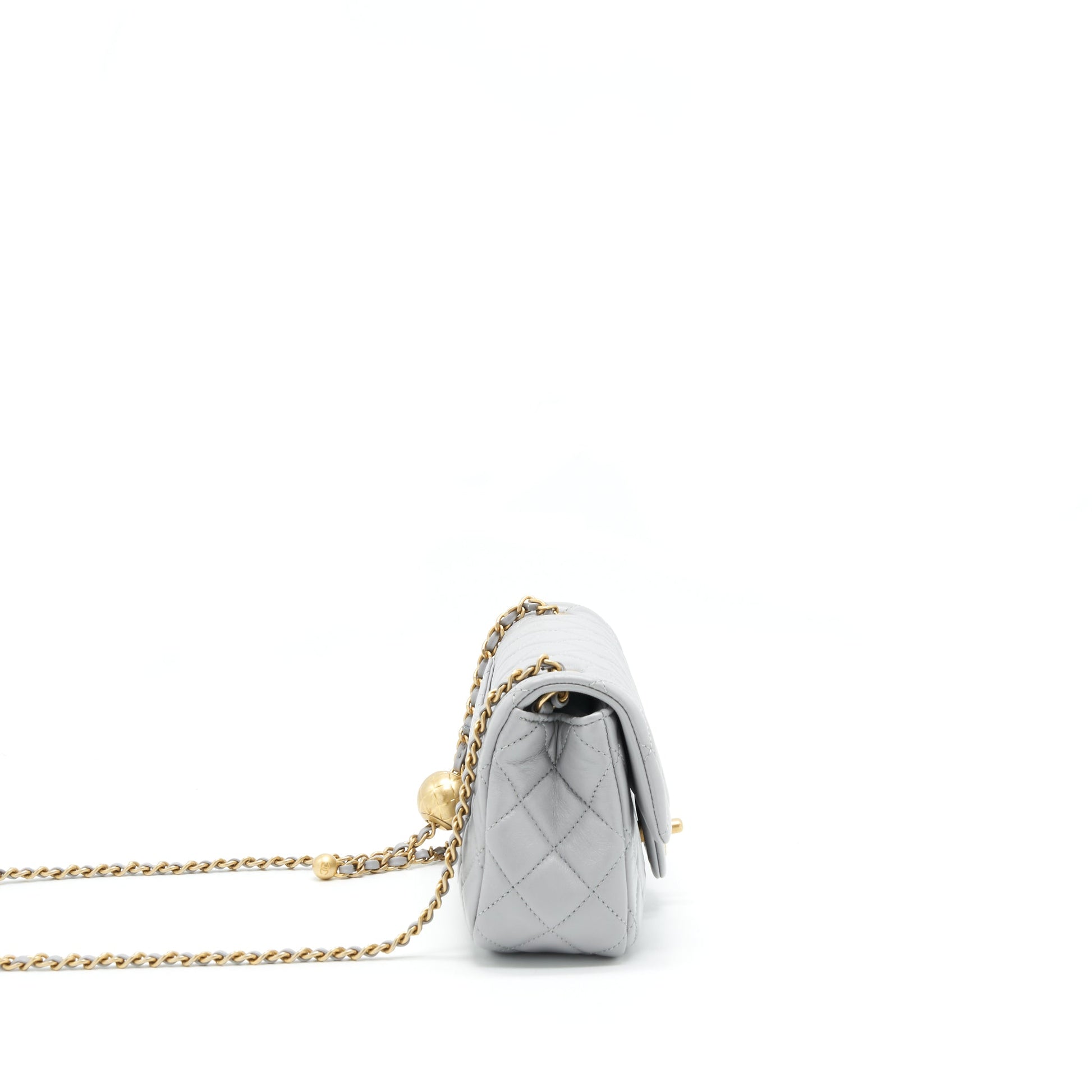 Chanel 21B pearl Crush Rectangular Flap GHW Grey Shoulder Bag