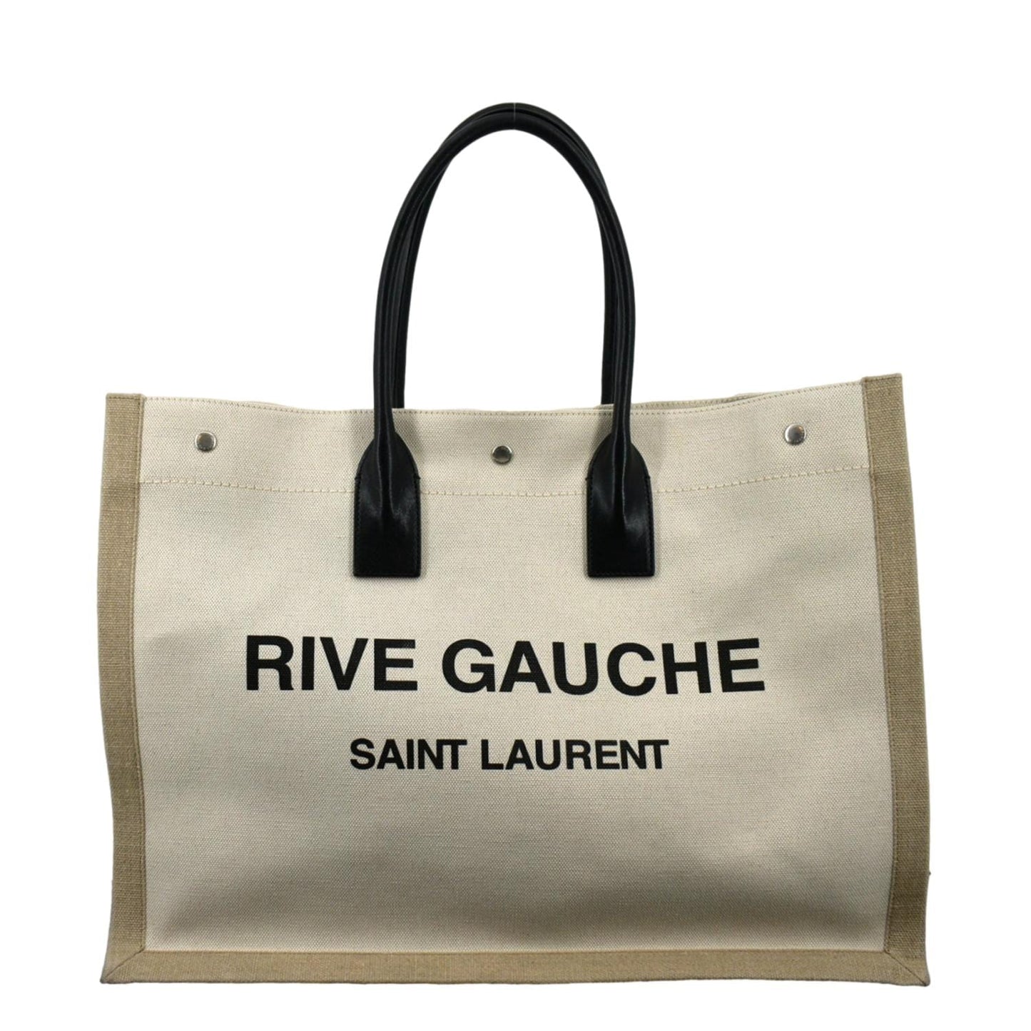 YSL Saint Laurent Saint Rive Gauche Linen Tote Griege Leather Small Tote Bag