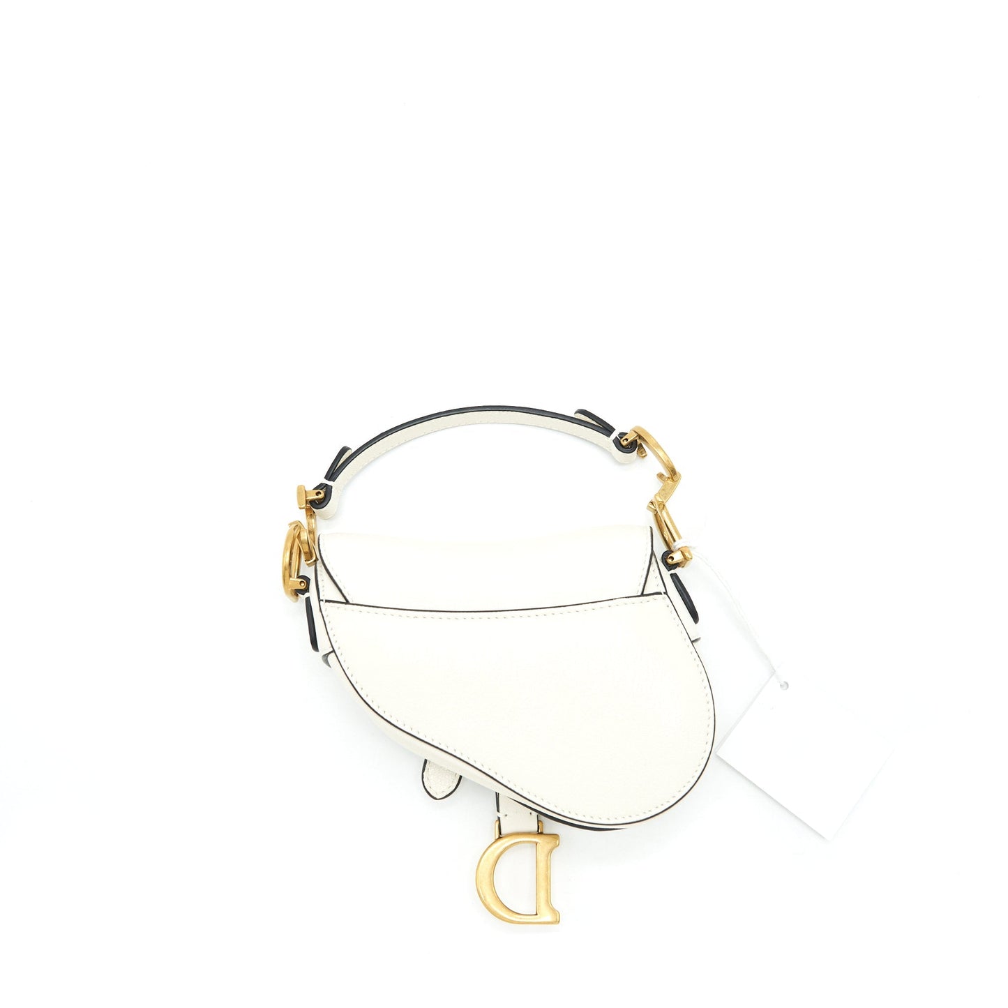 Dior Micro (Super ) Saddle Purse Goat Skin White Mini Travel Bag