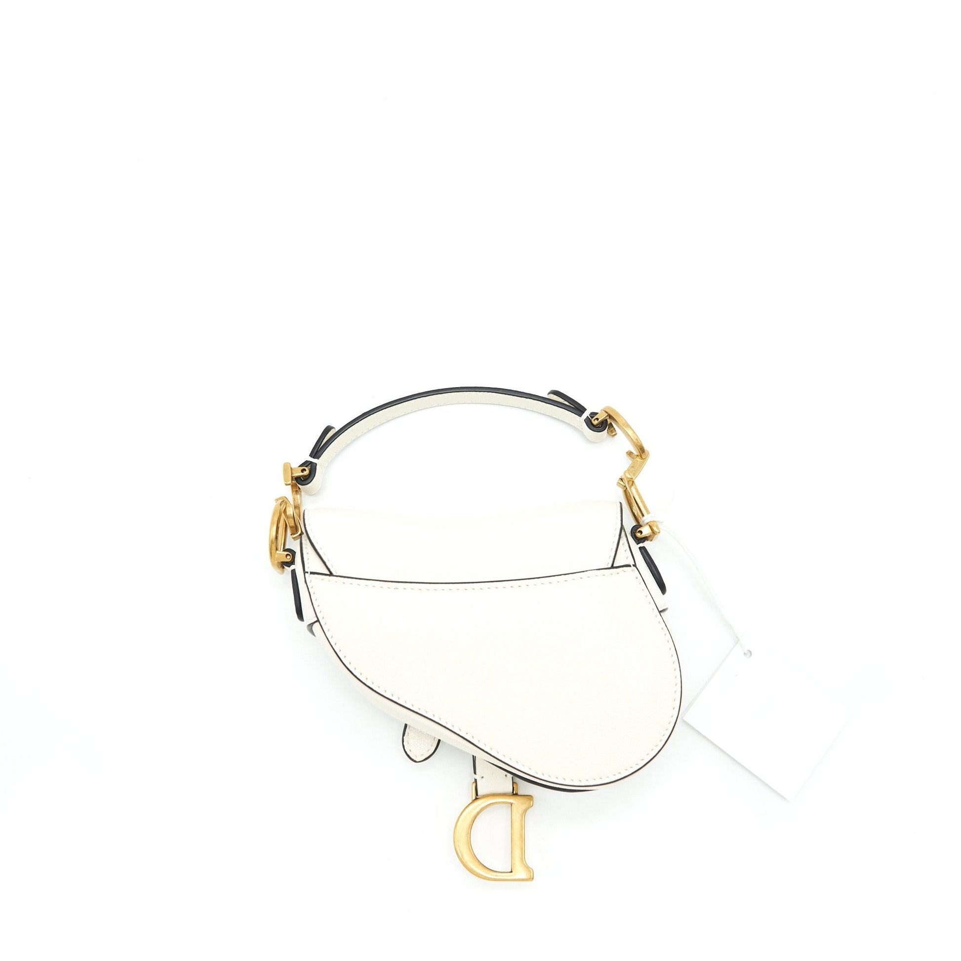 Dior Micro (Super ) Saddle Purse Goat Skin White Mini Travel Bag