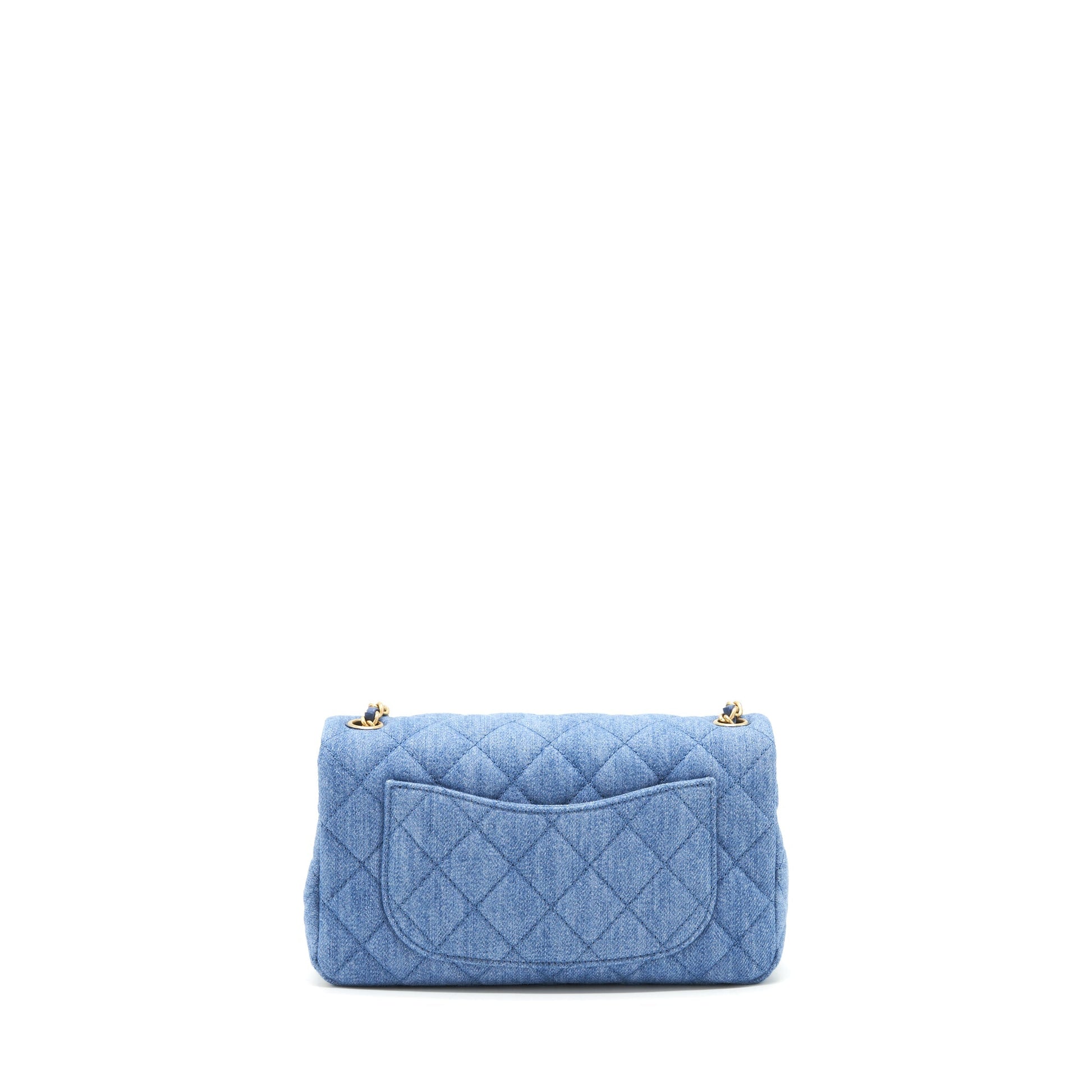 Chanel 21K Pearl Crush Rectangular Flap Denim Shoulder Bag