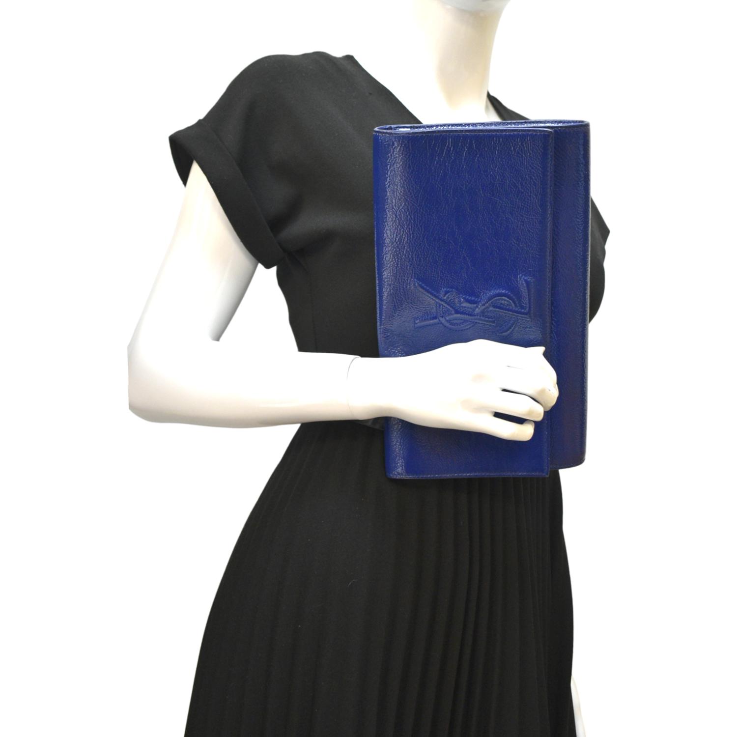 YSL Saint Laurent Saint Belle De Jour Clutch Bag Leather Blue