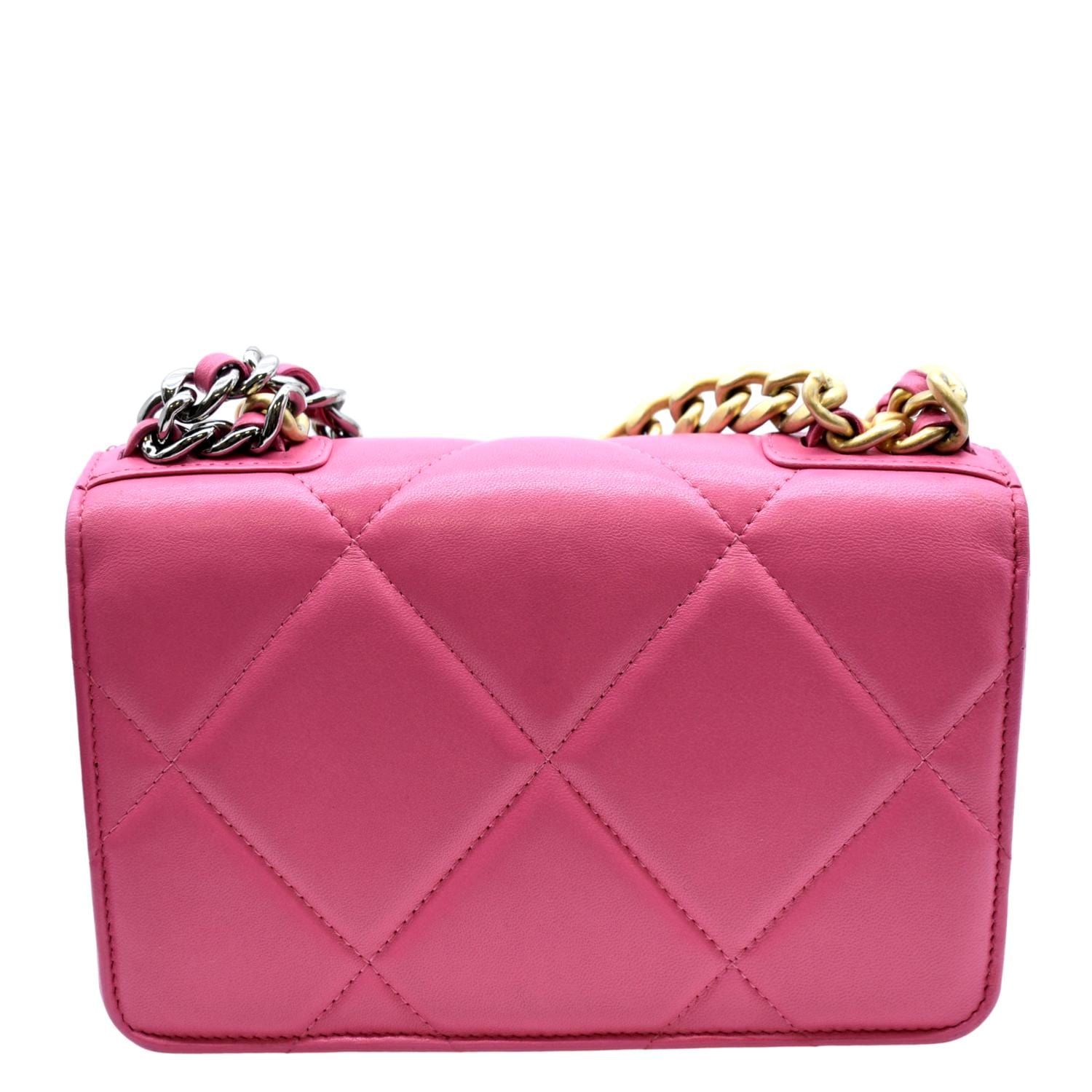 Chanel Cc Woc Quilted Leather Wallet On Chain Crossbody Bag Pink