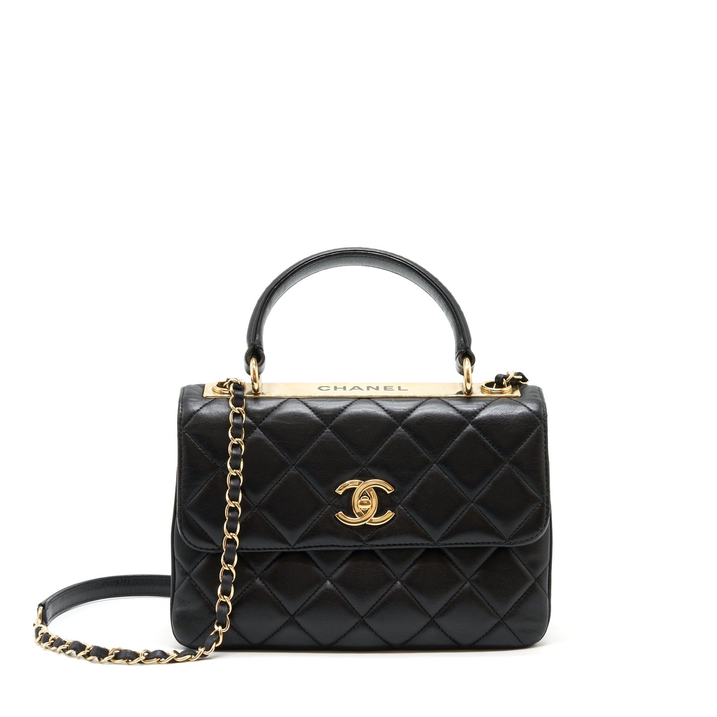 Chanel Trendy CC Flap Top Handle Lambskin Black Small Shoulder Bag
