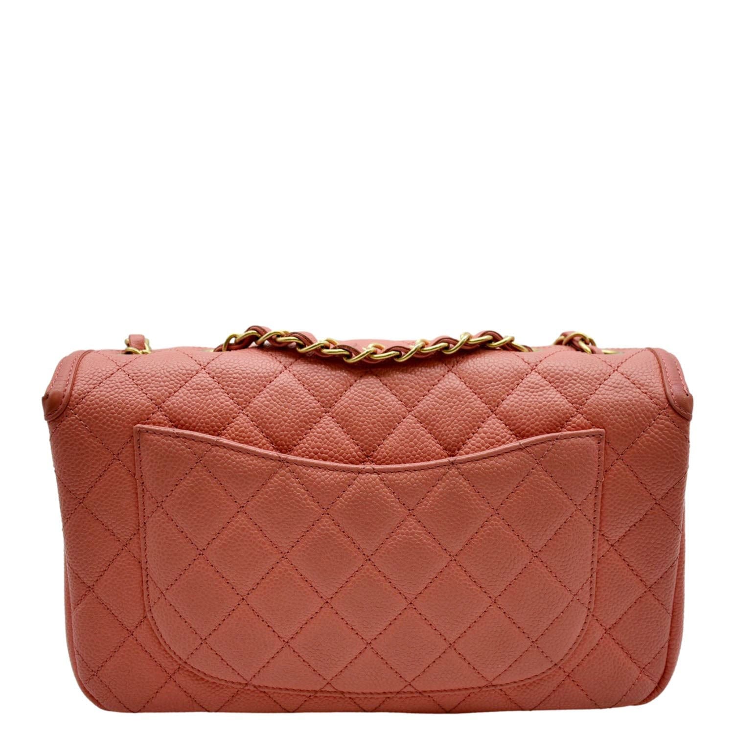 Chanel CC Filigree Medium Flap Caviar Leather Crossbody Bag Pink