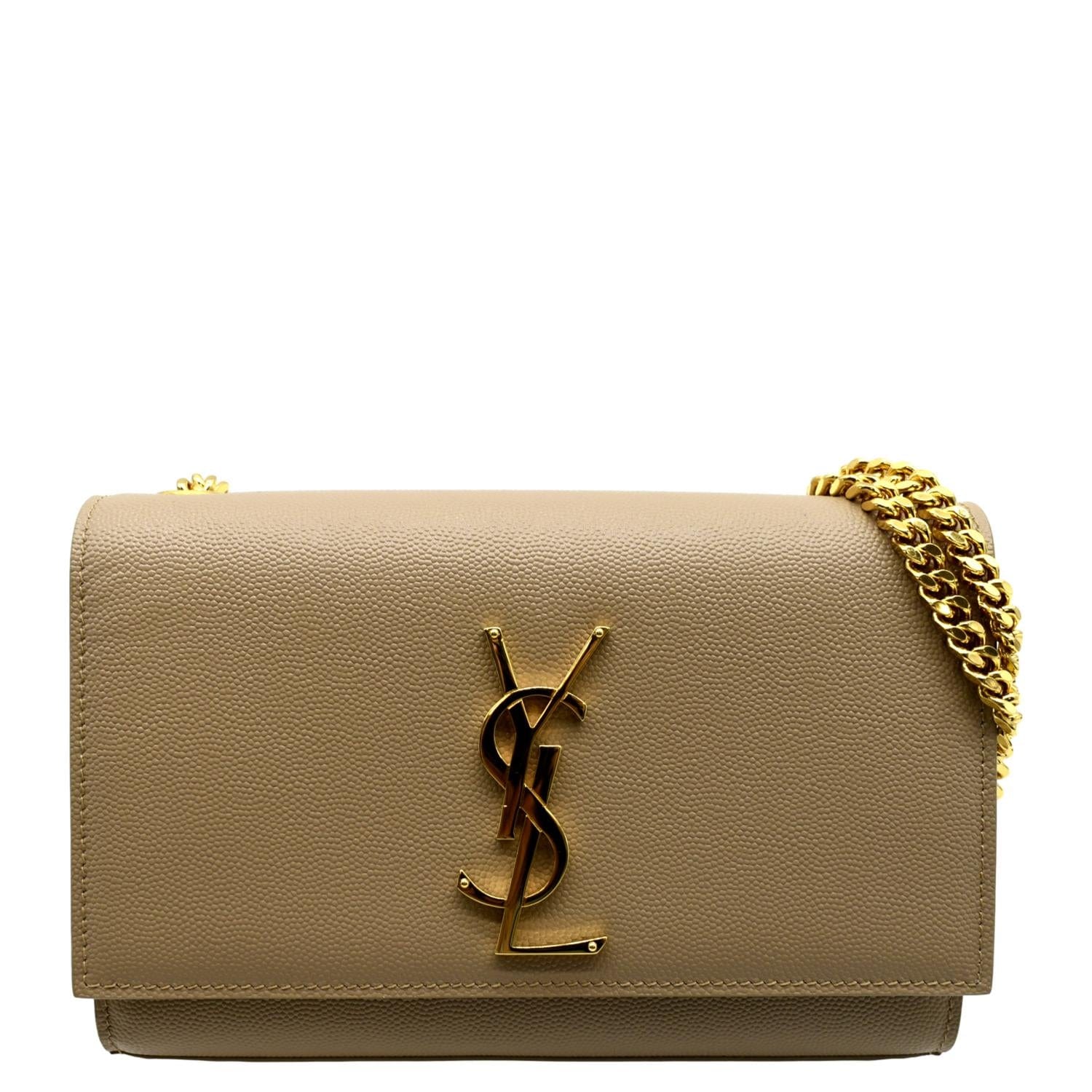 YSL Saint Laurent Saint Kate Clutch Crossbody Bag Leather Beige