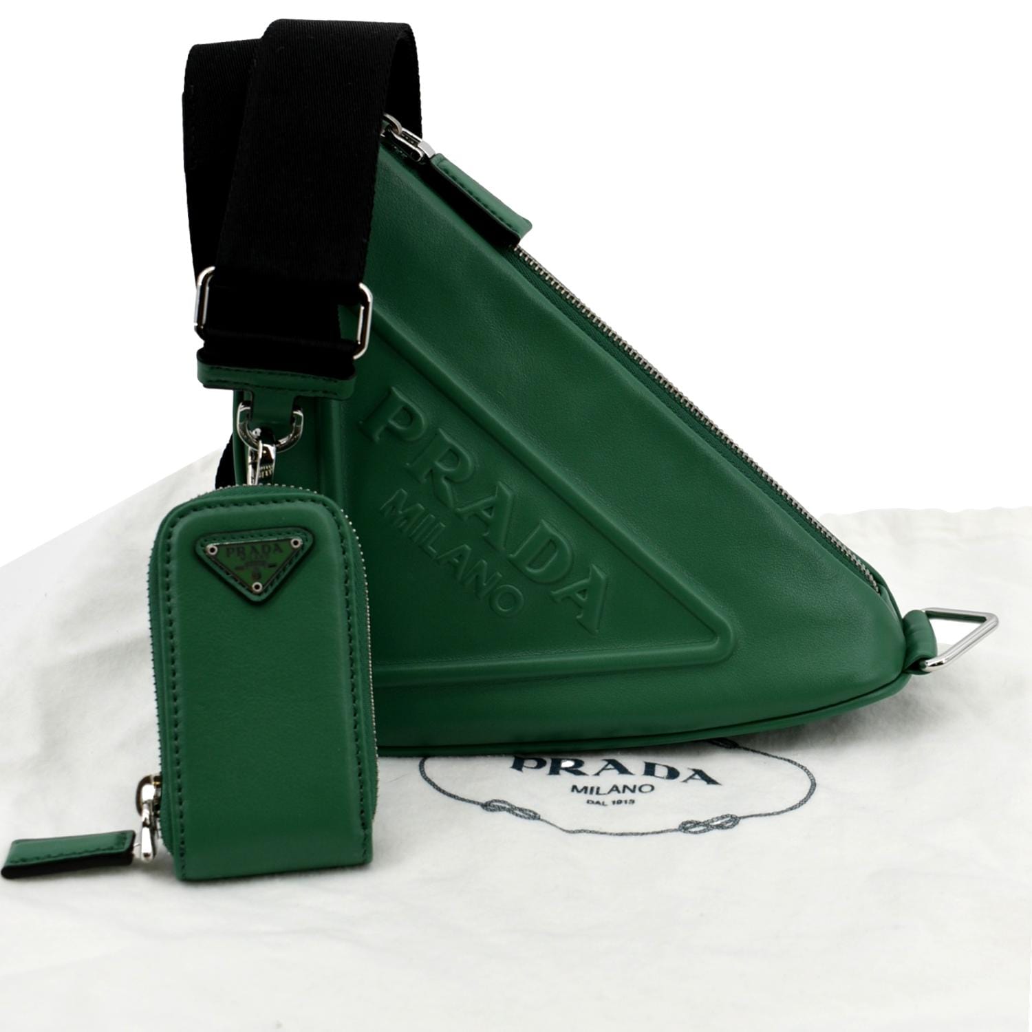 Prada Triangle Shoulder Bag Leather Green