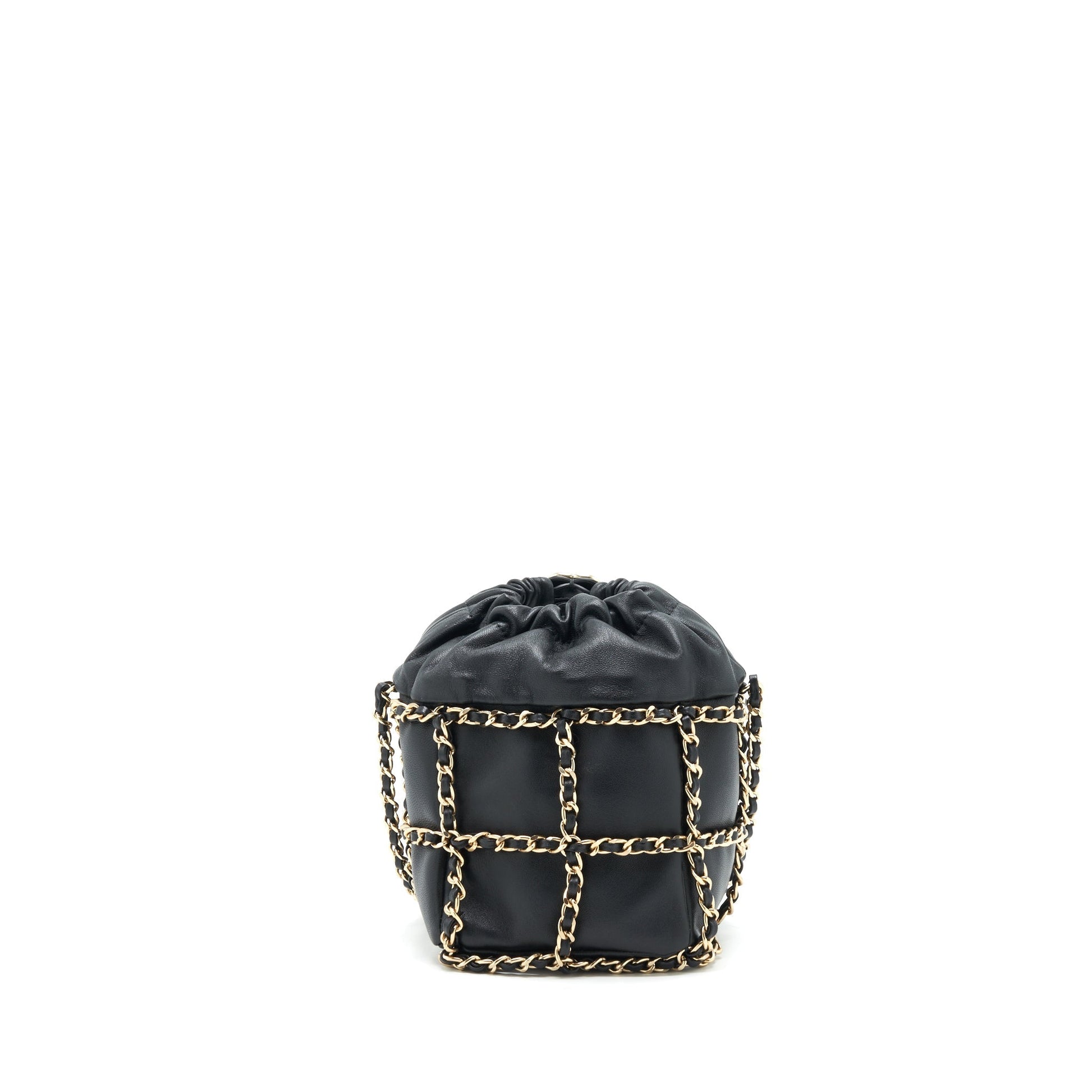 Chanel 21C Bucket Chains Lambskin LGHW Black Bucket Bag