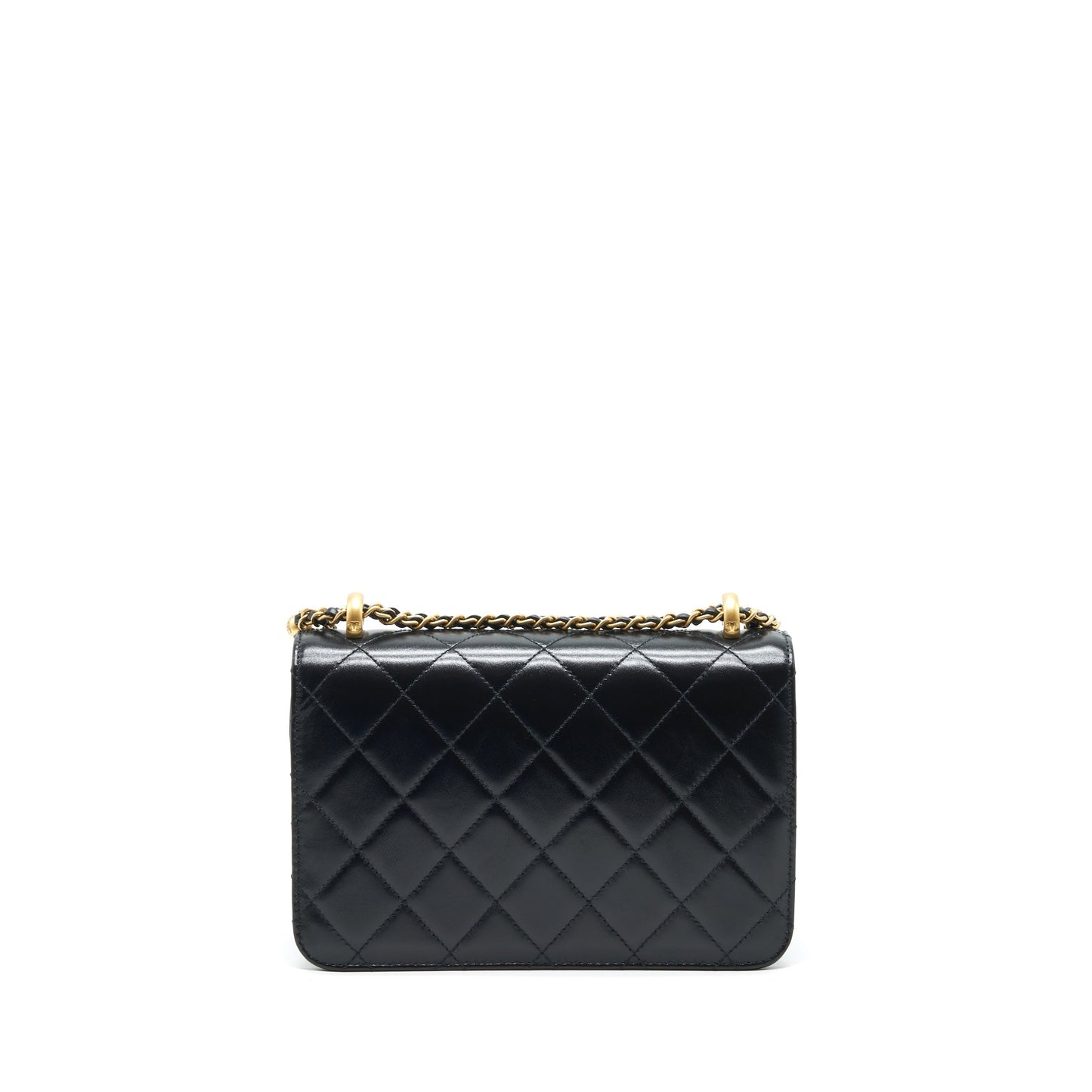 Chanel 21A Crush Flap Calfskin GHW Microchip Black Gold Shoulder Bag