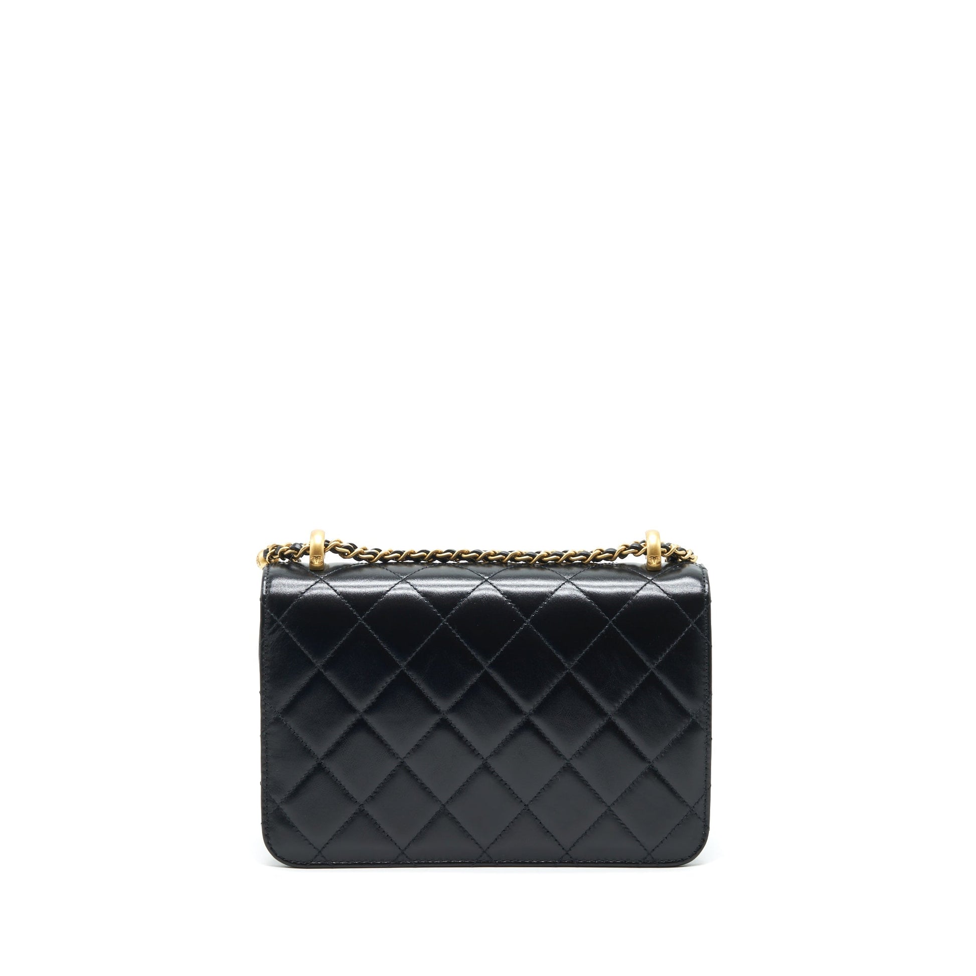 Chanel 21A Crush Flap Calfskin GHW Microchip Black Gold Shoulder Bag