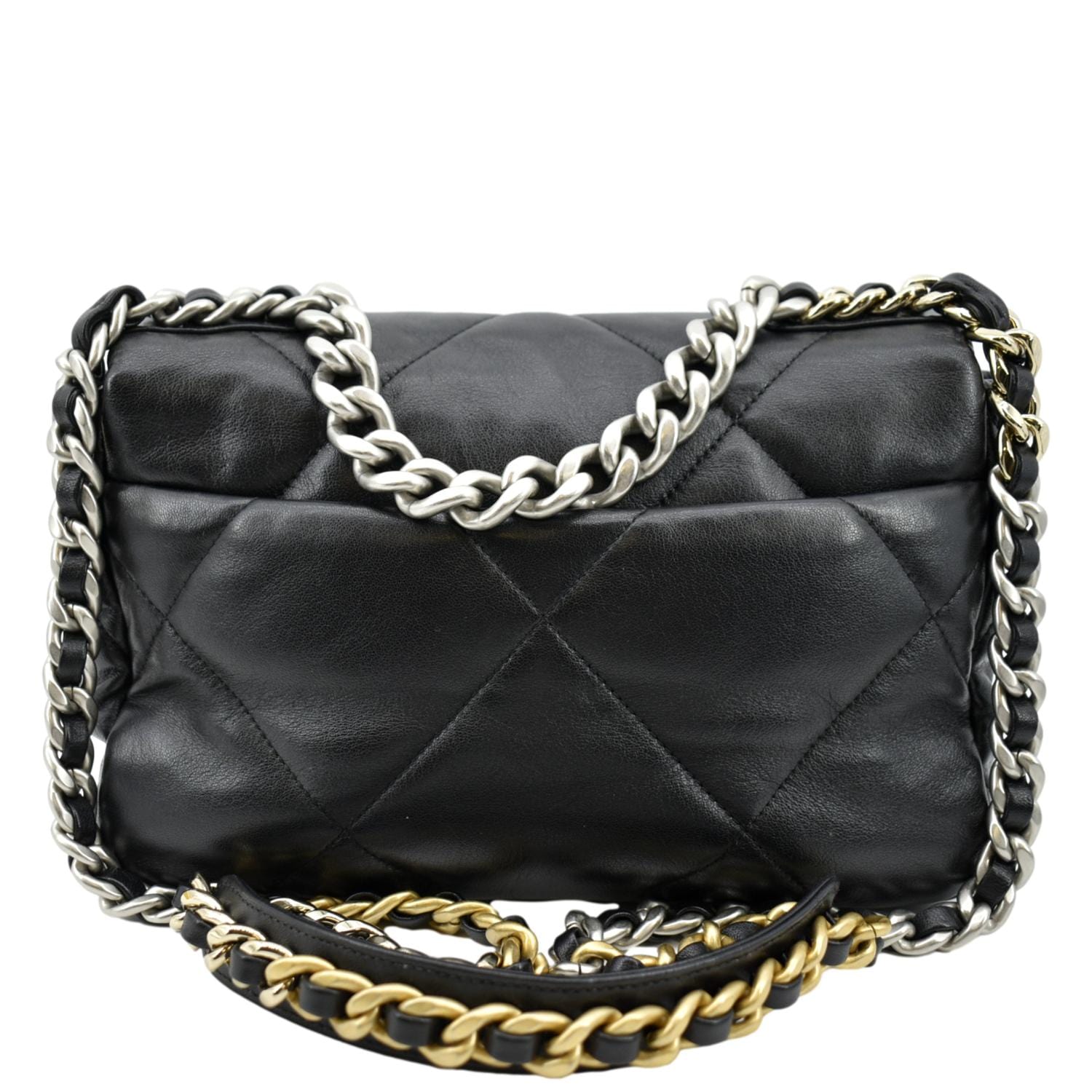 Chanel 19 Flap Quilted - Final Leather Lambskin Black Travel Bag
