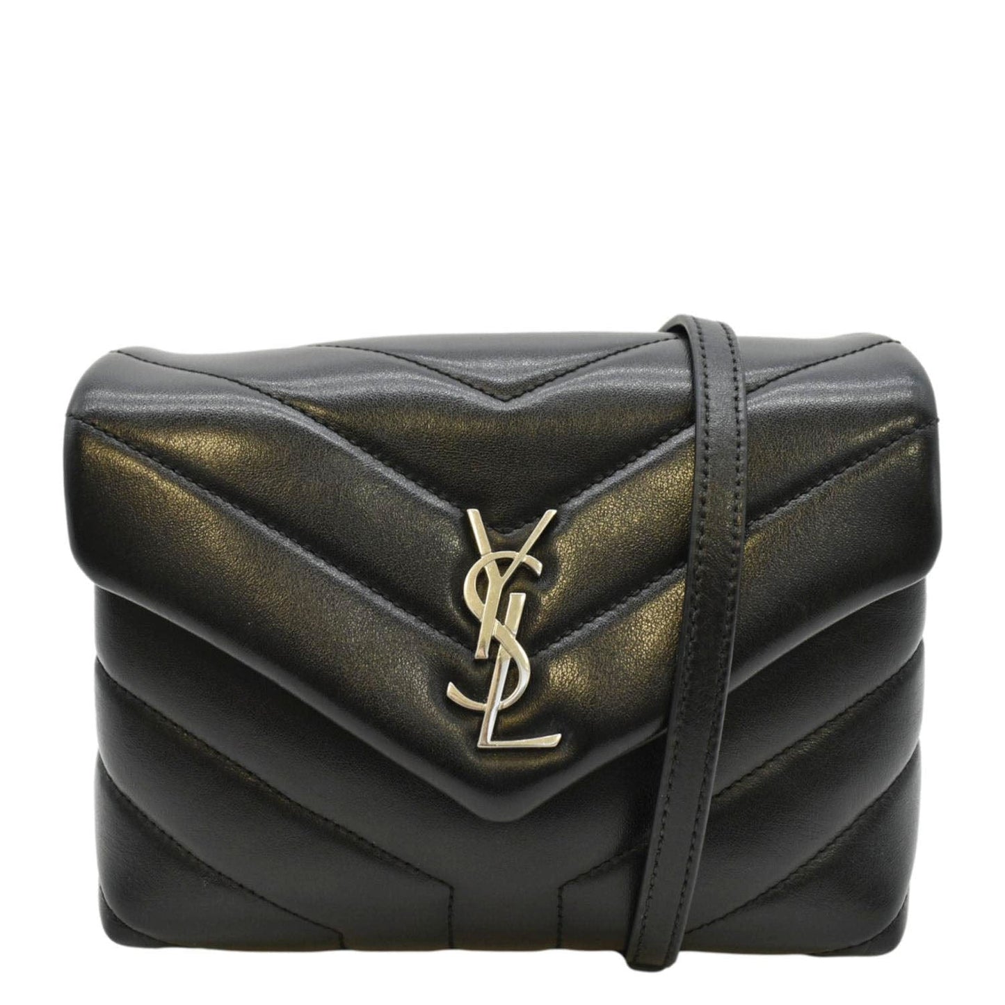 YSL Saint Laurent Yves Loulou Shoulder Bag Leather Matelasse Black