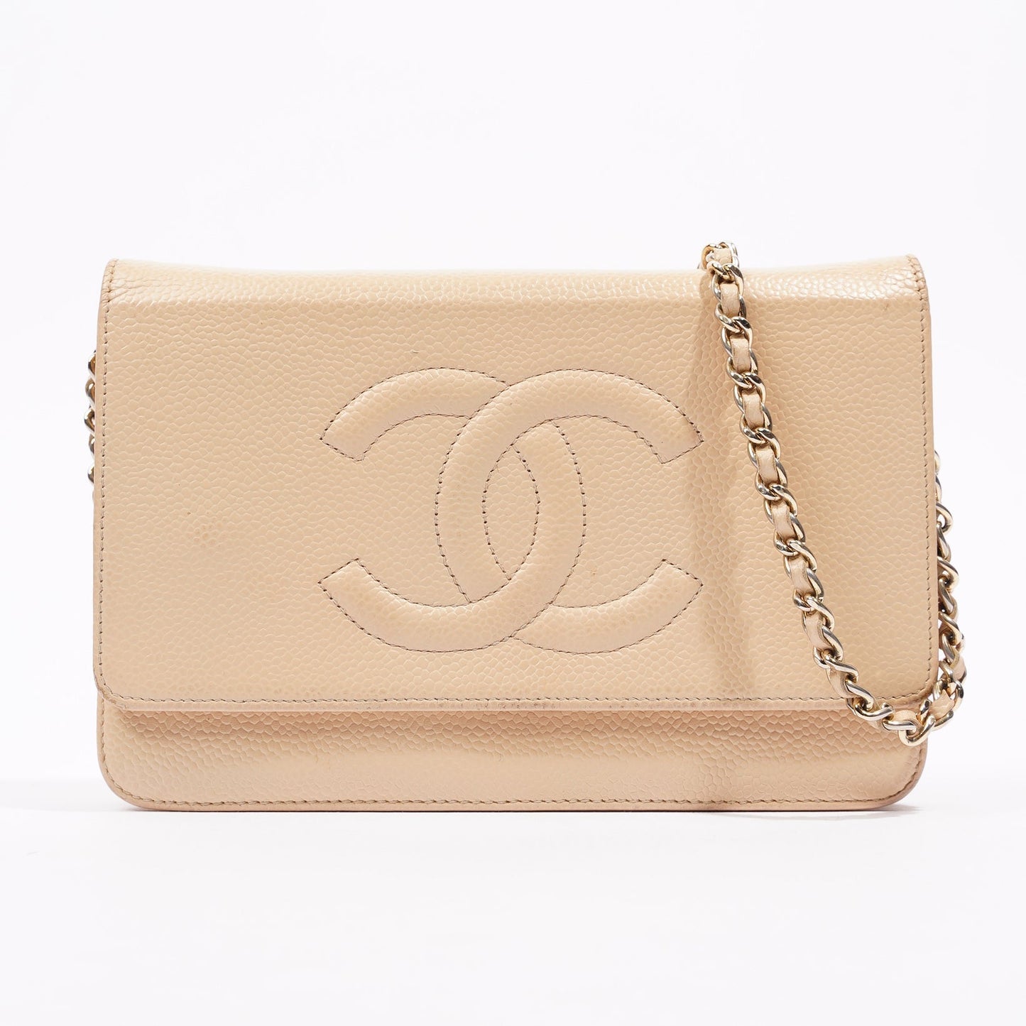 Chanel Womens Timeless Wallet On Chain Beige Caviar