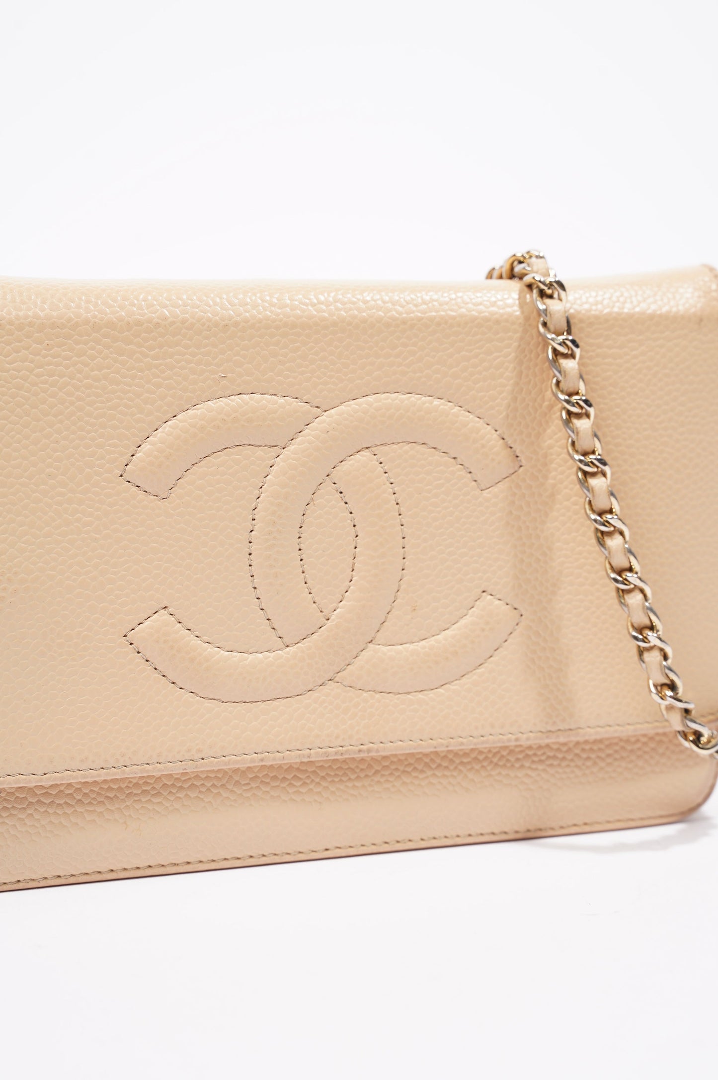 Chanel Womens Timeless Wallet On Chain Beige Caviar