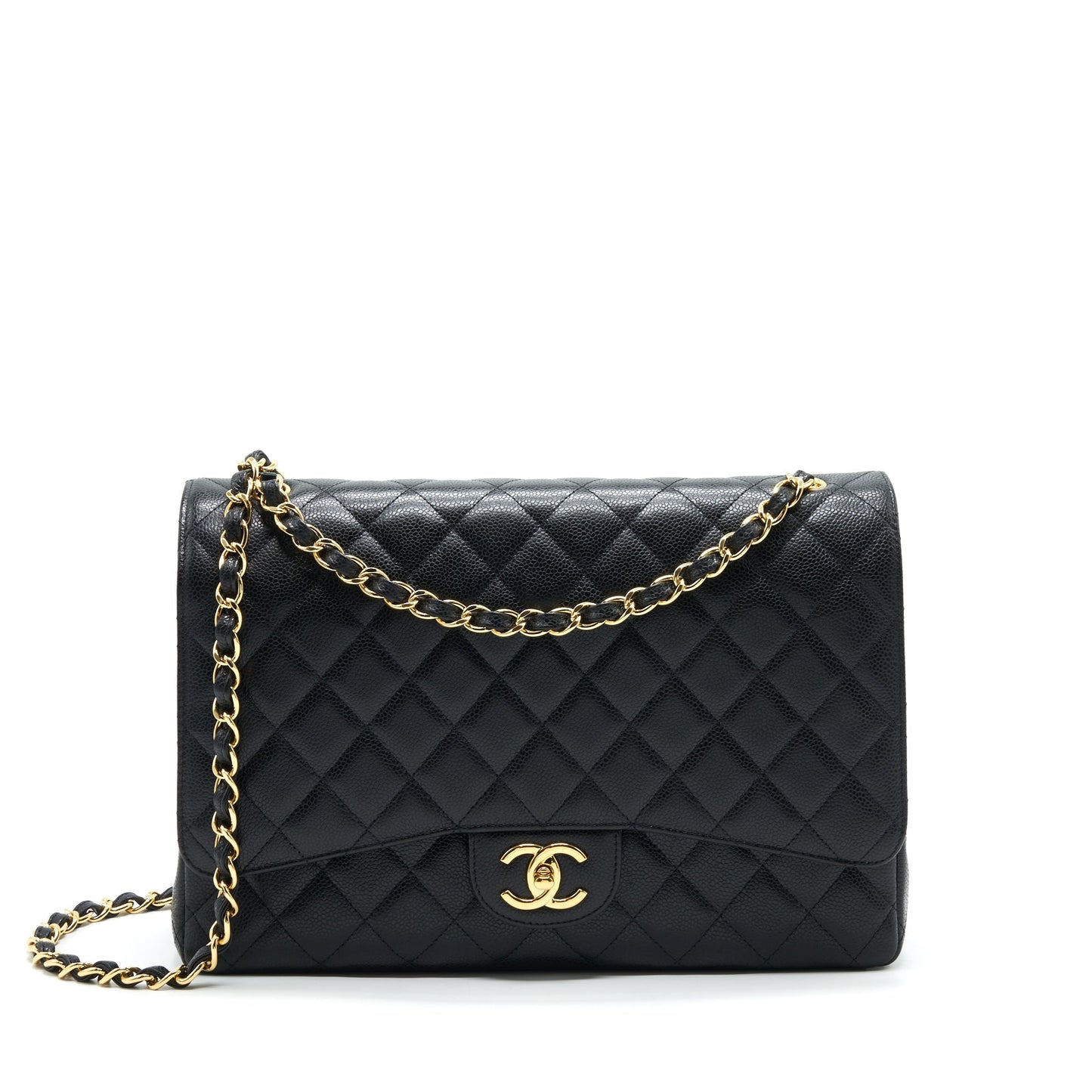 Chanel Maxi Classic Double Flap Caviar GHW Black Handbag Serial 21