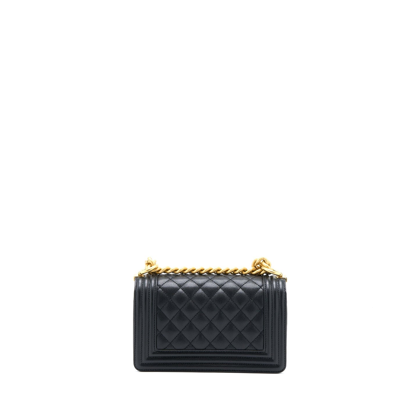 Chanel Boy Caviar Brushed GHW Microchip Black Small Handbag Ghw Microchip