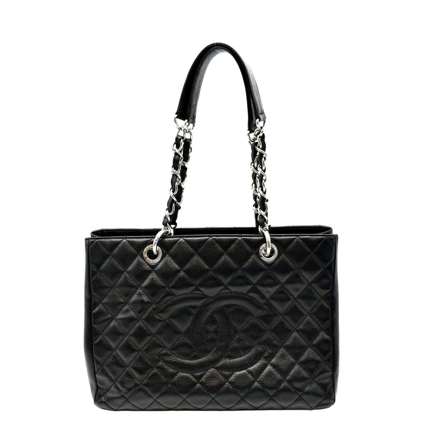 Chanel Grand Shopping Quilted Caviar GST Leather Black Travel Bag