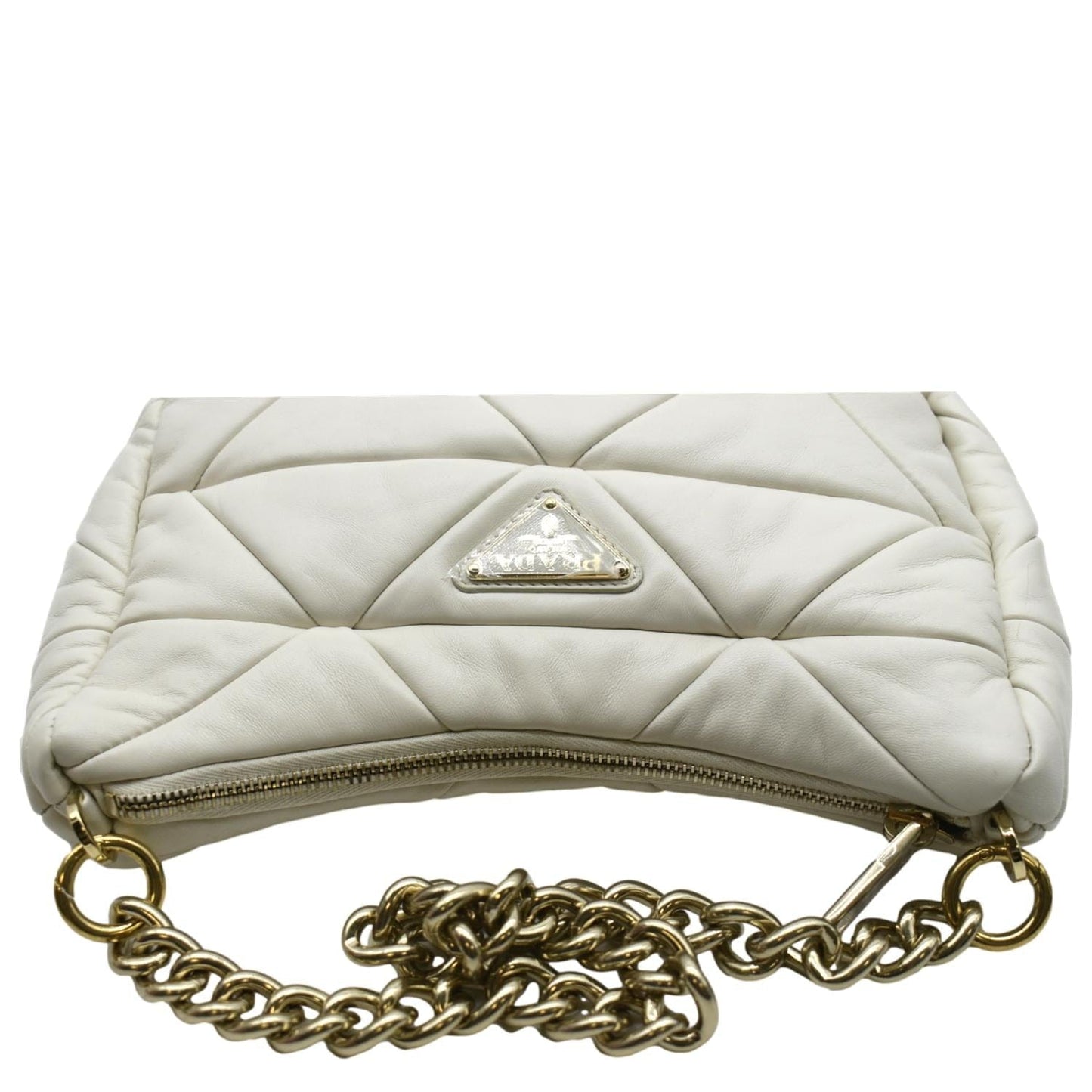 Patchwork System Nappa Shoulder Bag Leather White
