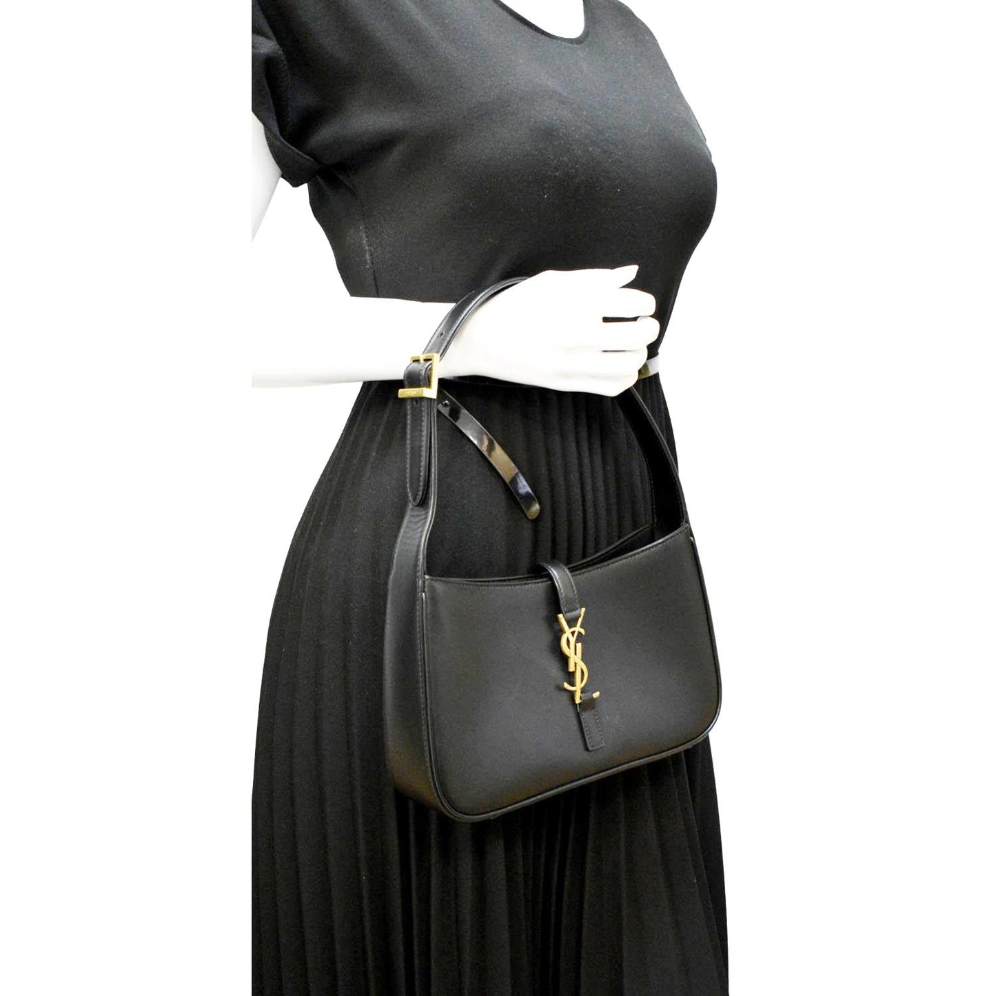 YSL Saint Laurent Yves Le Satchel Bag Leather Black