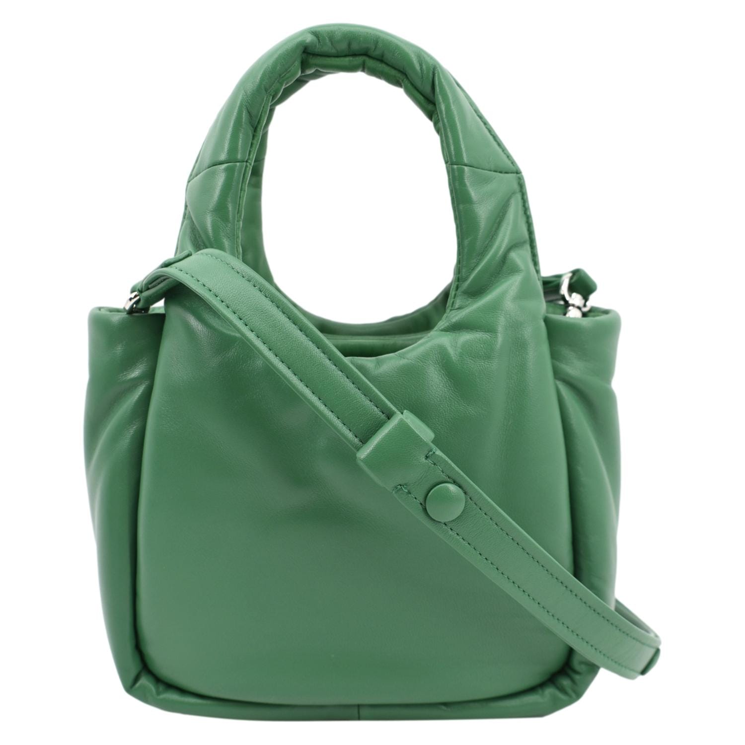 Prada Padded Soft Shoulder Bag Dark Leather Green Small