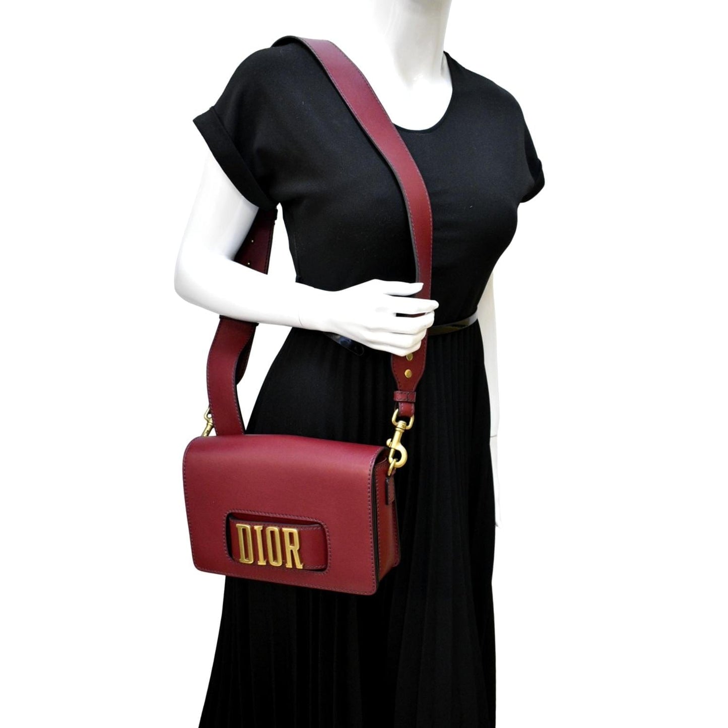 Dior Dio Evolution Calfskin Shoulder Bag Dark Red Flap